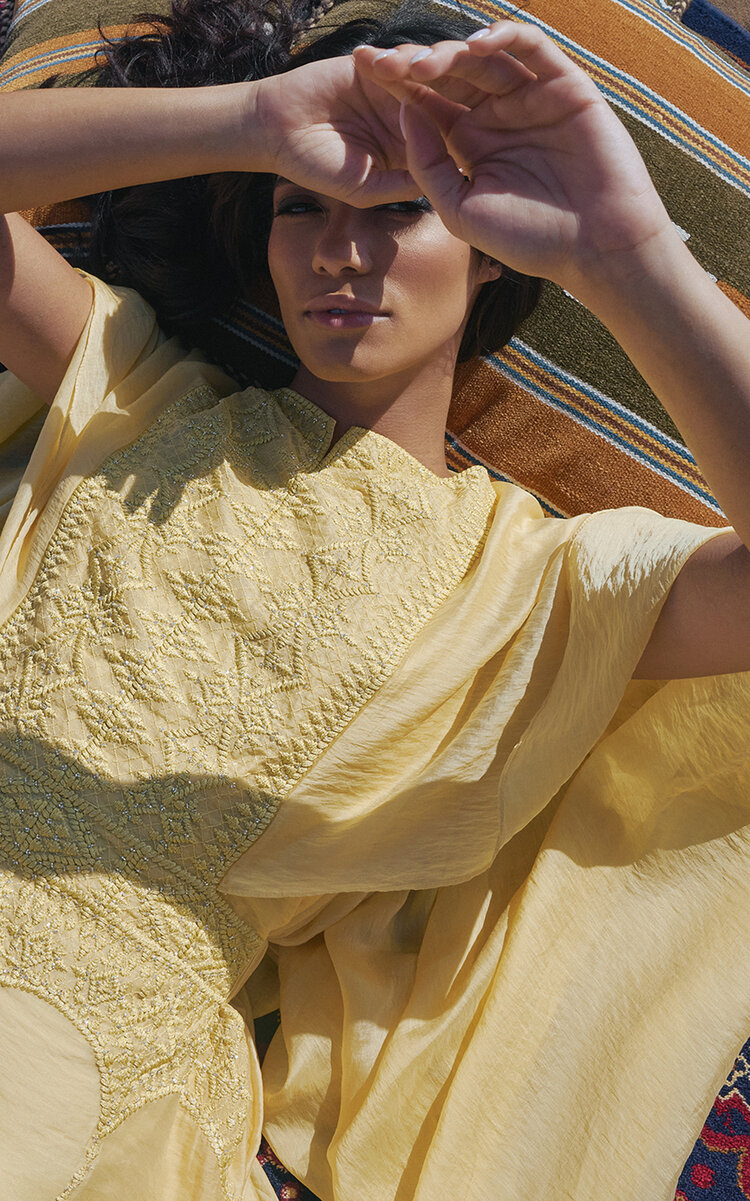 Bthaina Hand-Embellished Chiffon Caftan Dress