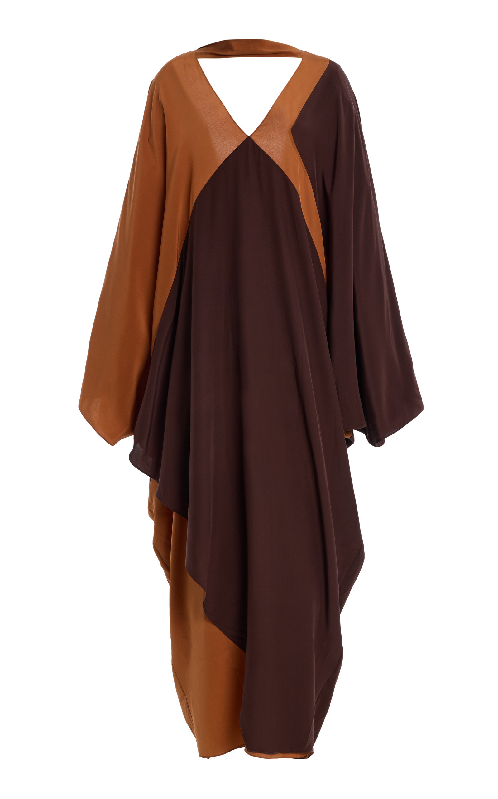 Harithand Jeanine Color-Blocked Silk Crepe De Chine Caftan Dress