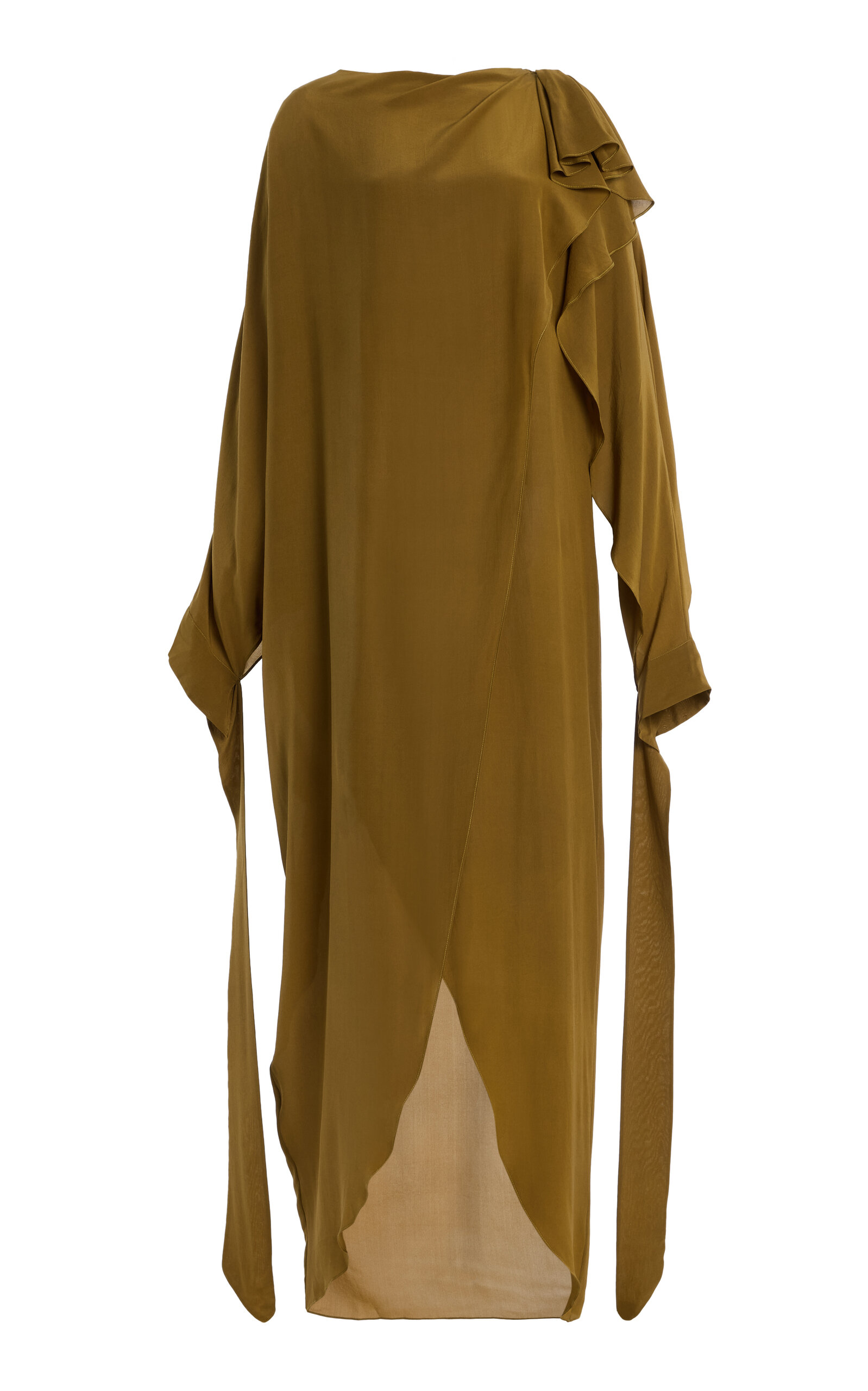 Harithand Eileen Draped Silk Crepe De Chine Caftan Dress