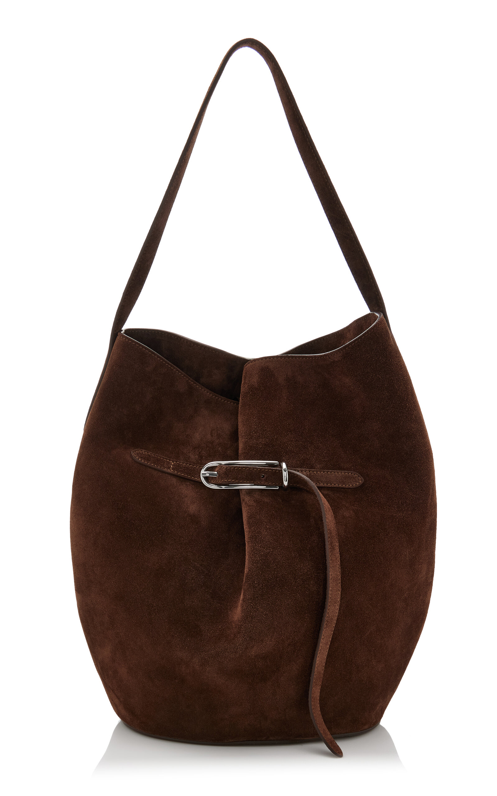 Liffner Large Belted Suede Bucket Bag