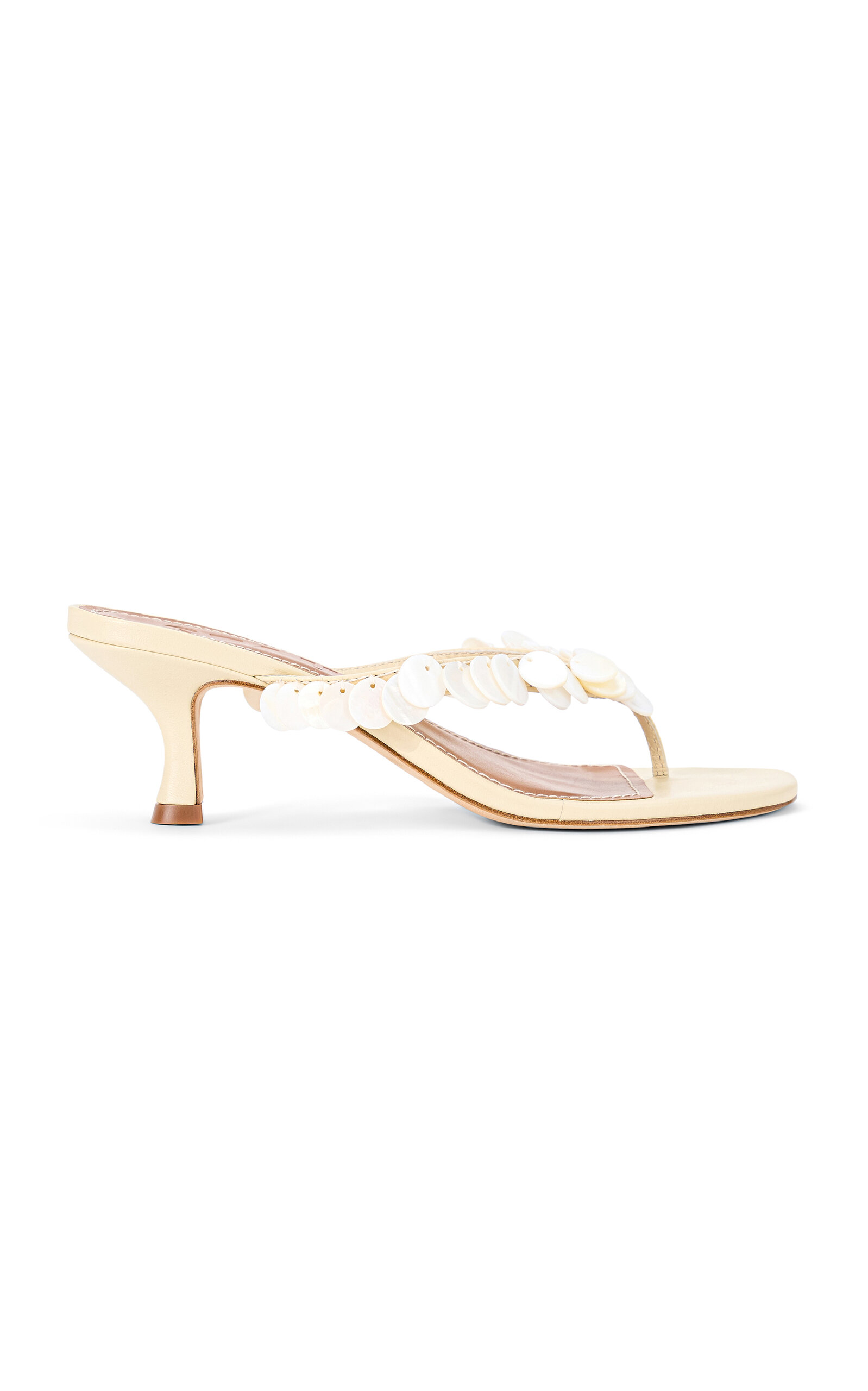 STAUD Freja Sequined Leather Sandals - Moda Operandi