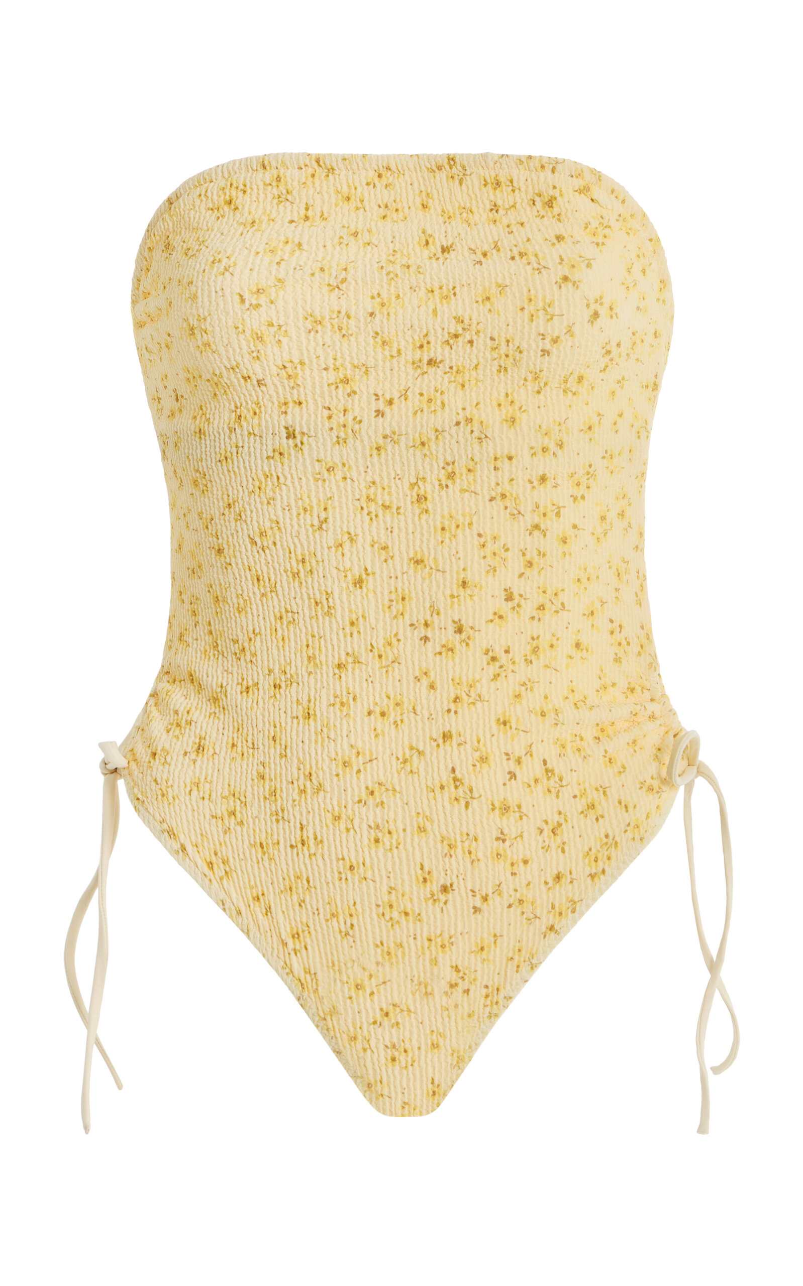 Elce Vera Strapless Floral One-piece Swimsuit In Yellow