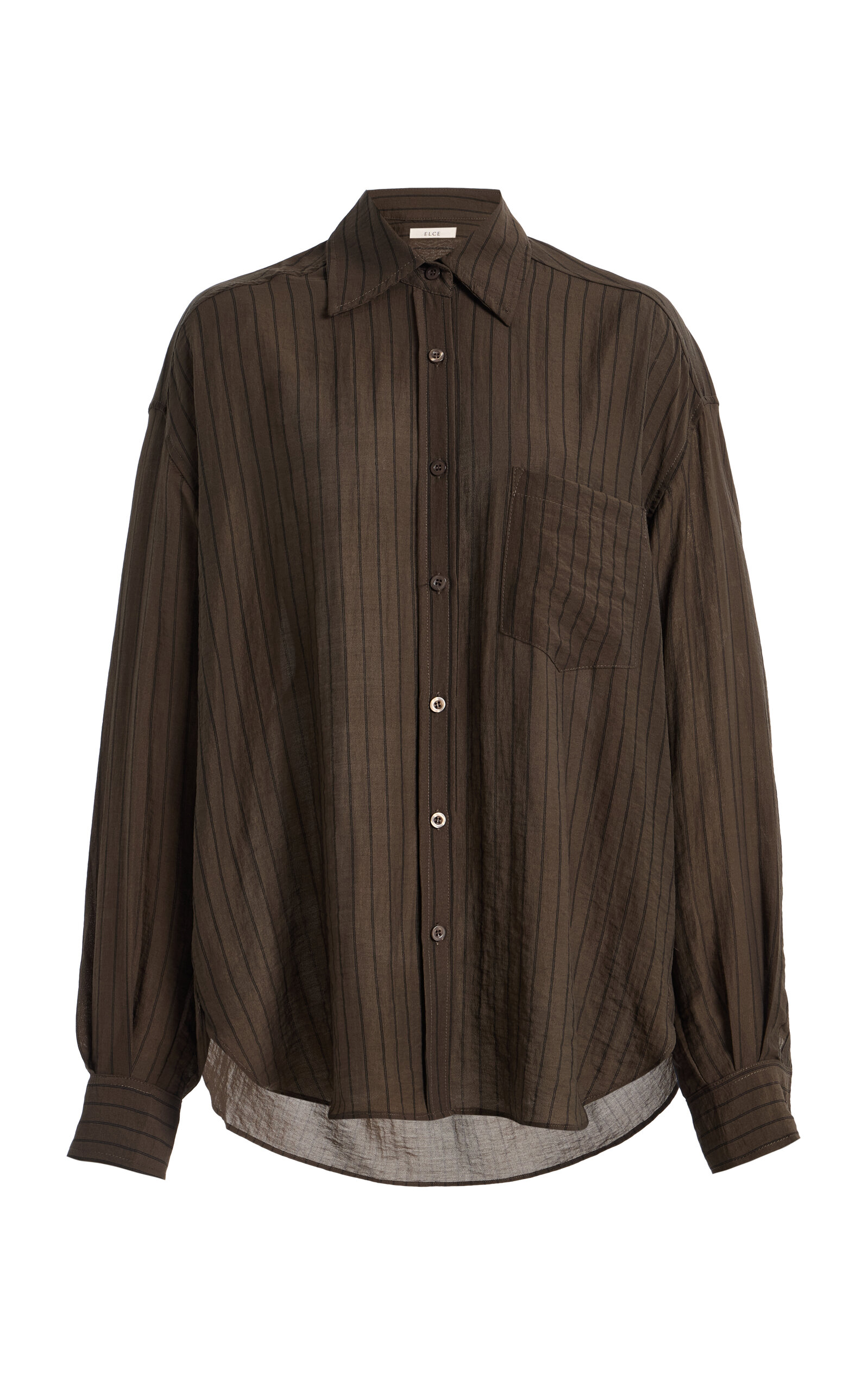 Elce Remi Oversized Striped Shirt In Brown