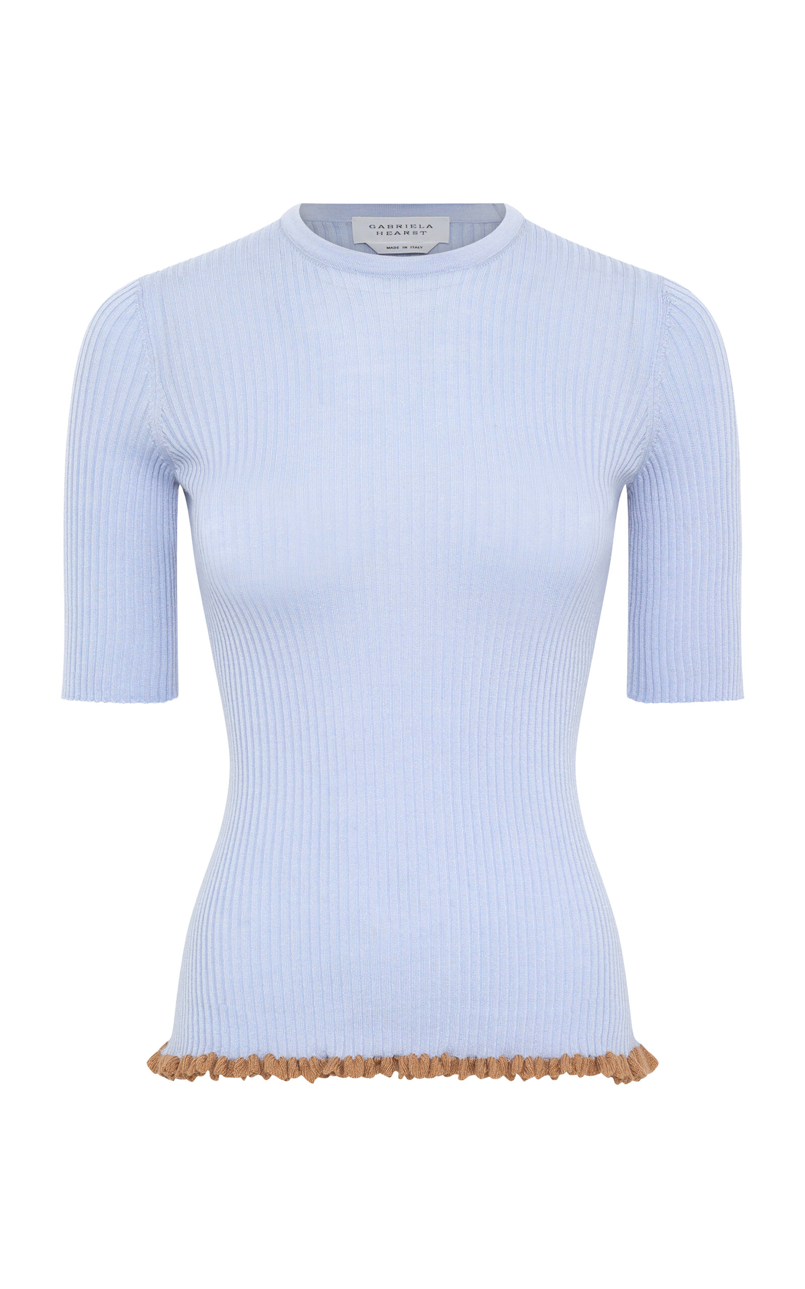 Gabriela Hearst Mireya Lace-Trimmed Ribbed Wool-Silk Top