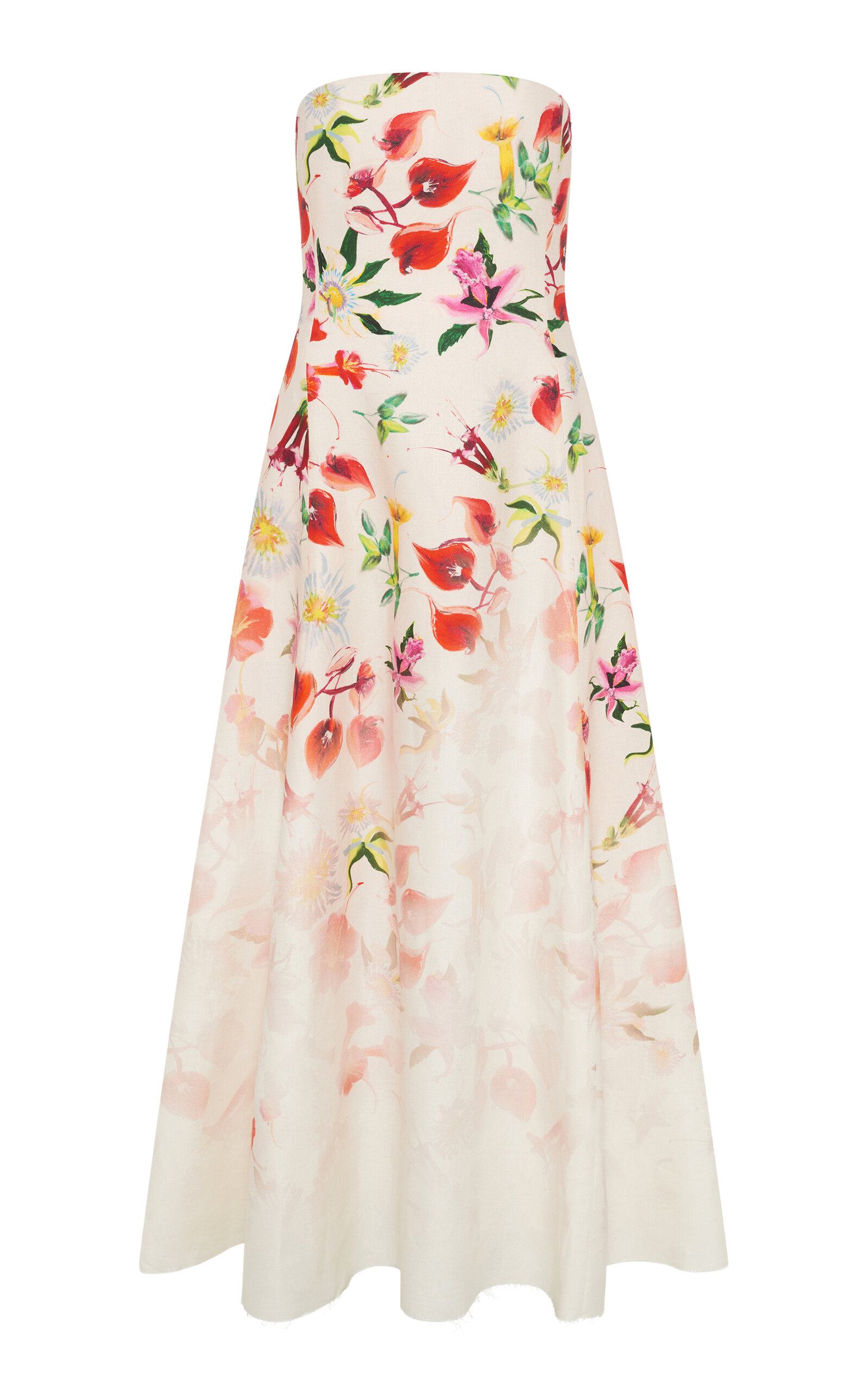 Gabriela Hearst Alessia Strapless Floral Linen Maxi Dress - Moda Operandi