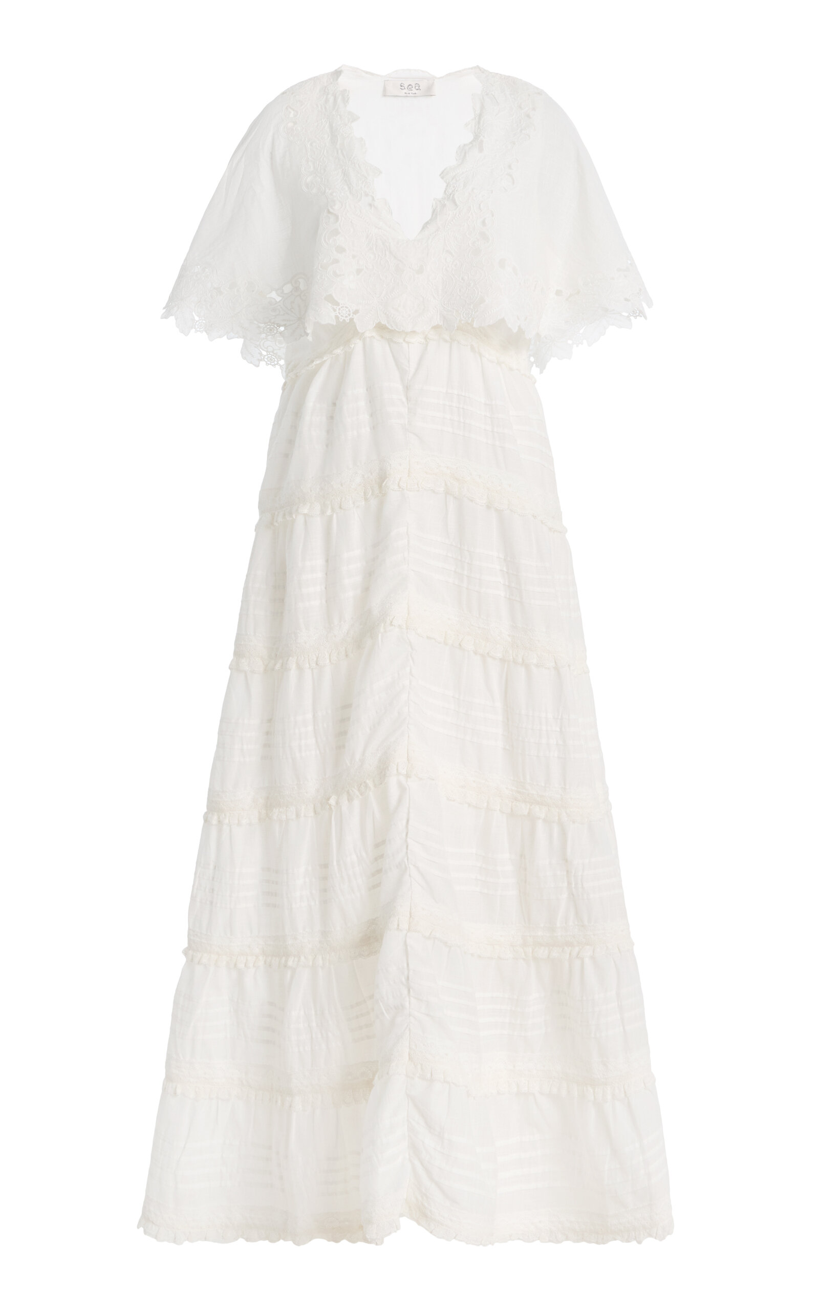 Sea Eleannora Embroidered Cotton Maxi Dress In White