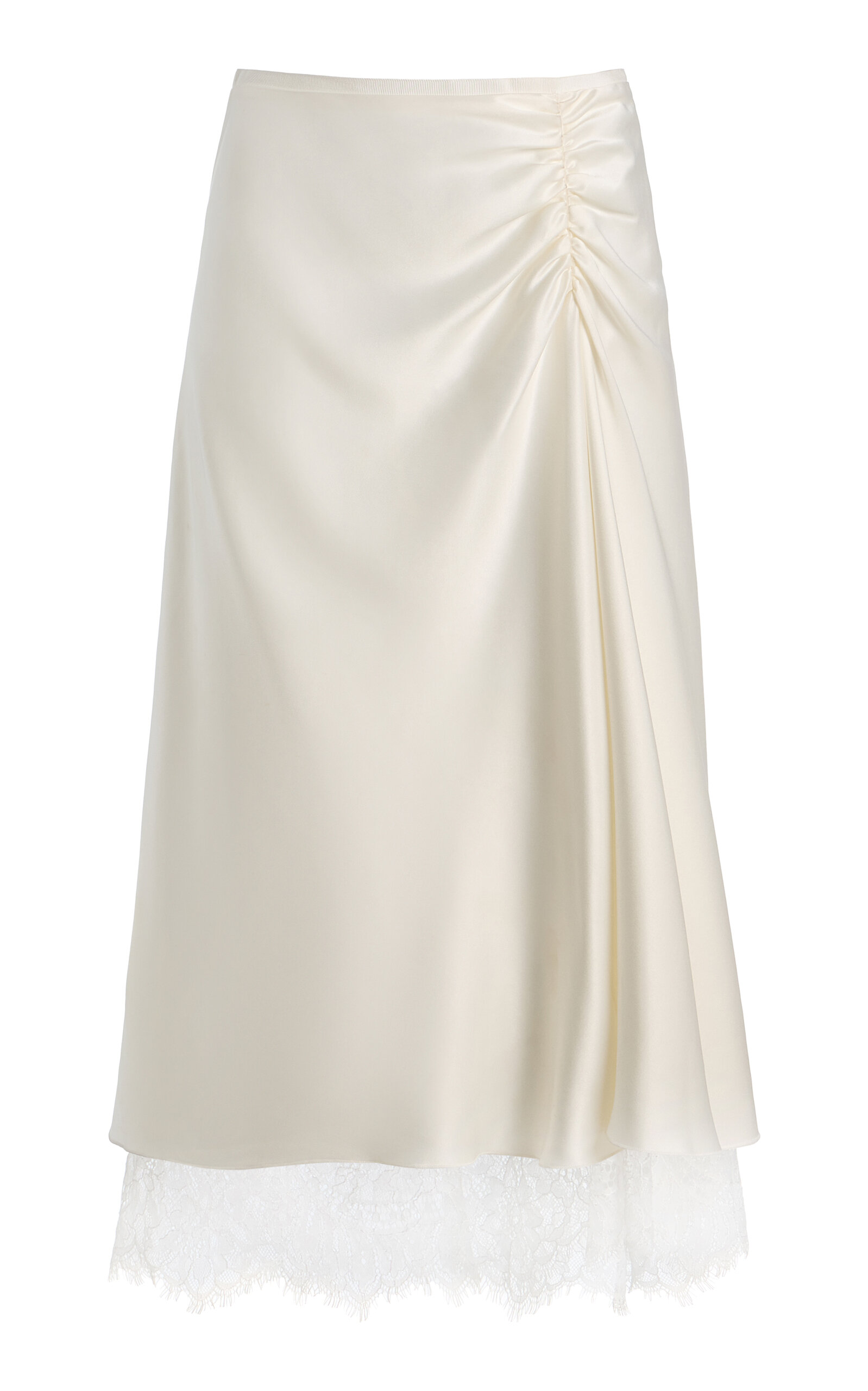 SIR. Ingrid Lace-Trimmed Satin Midi Skirt