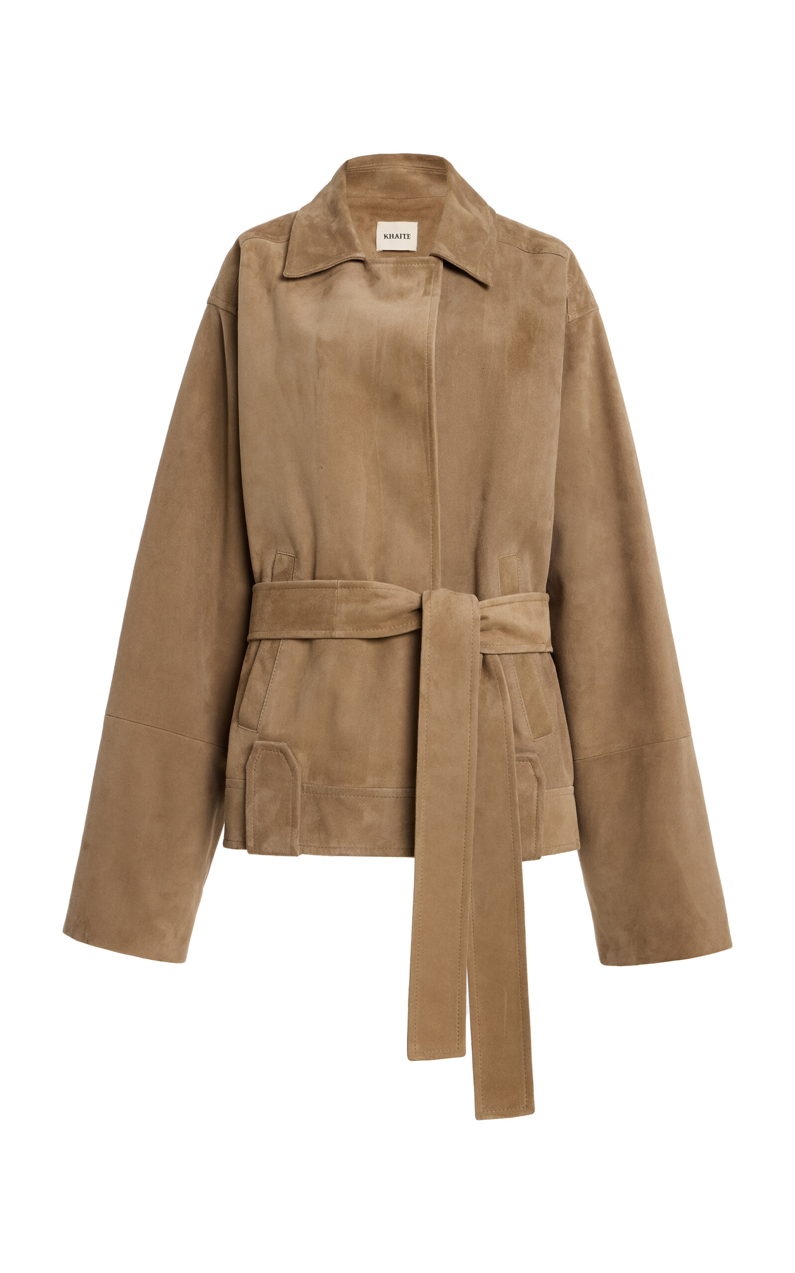 Khaite Alder Belted Suede Jacket - Moda Operandi