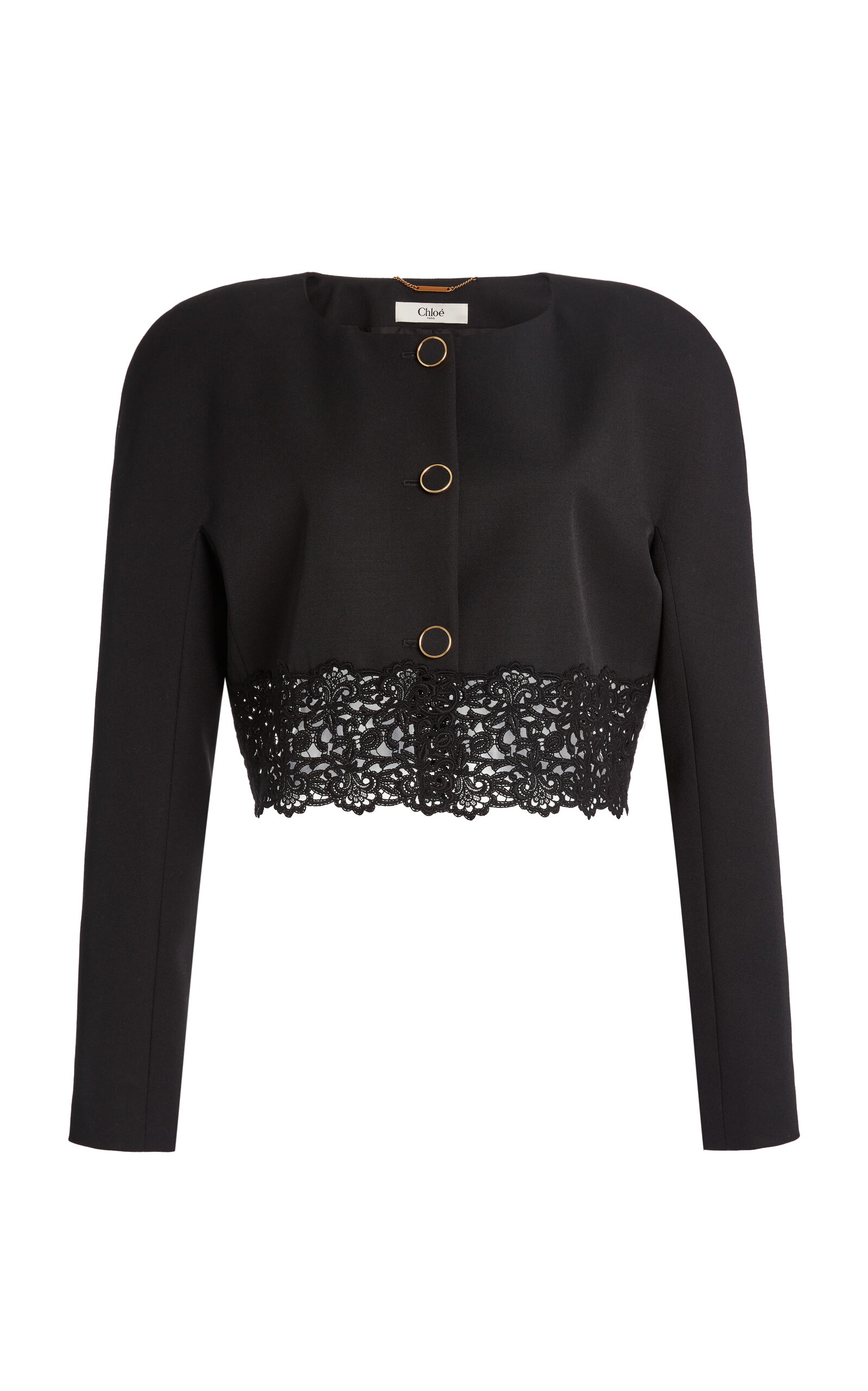 Chloé Lace-Trimmed Wool Grain Du Poudre Jacket