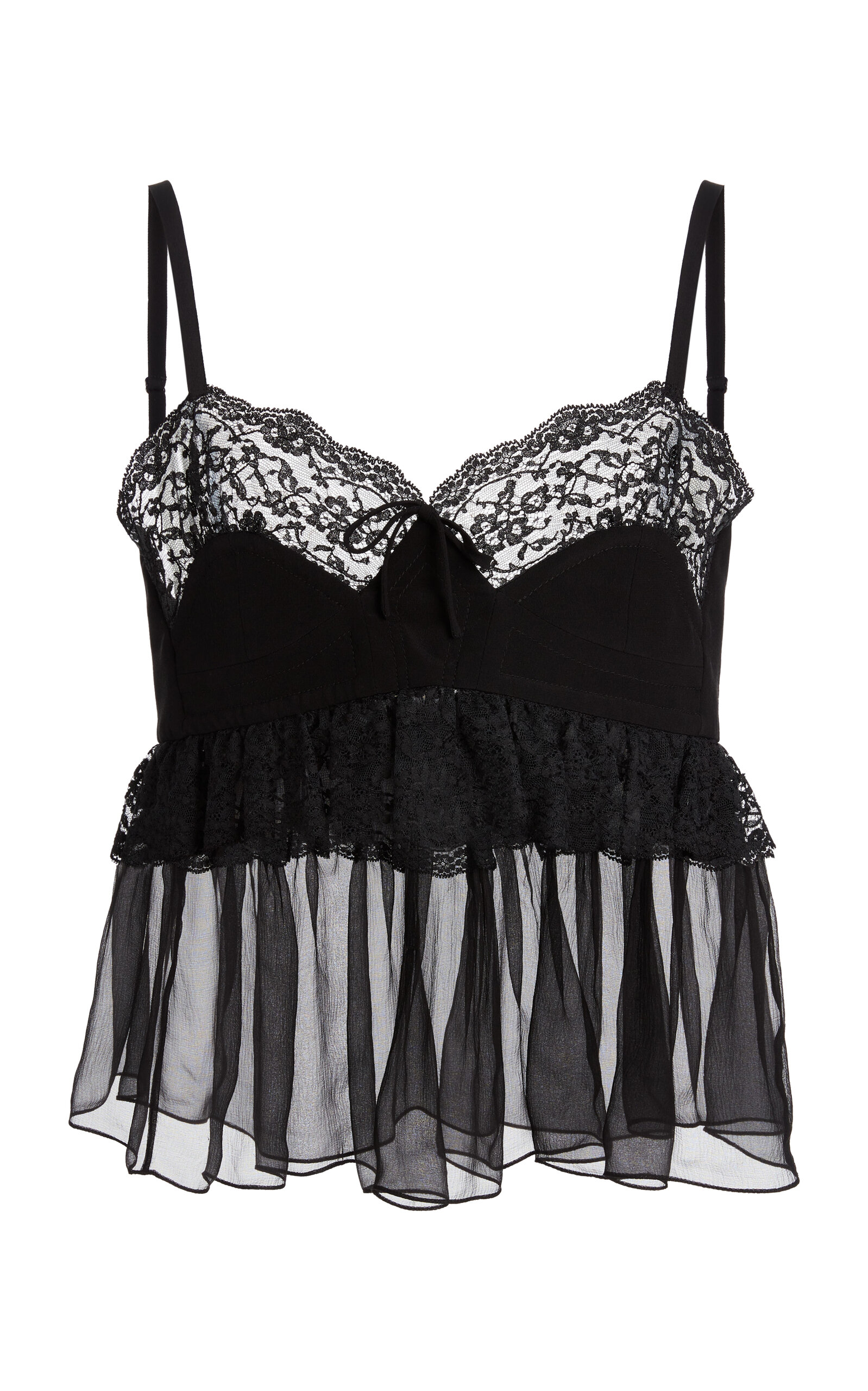 Chloé Lace-trimmed Silk Crepe De Chine Tank Top In Black