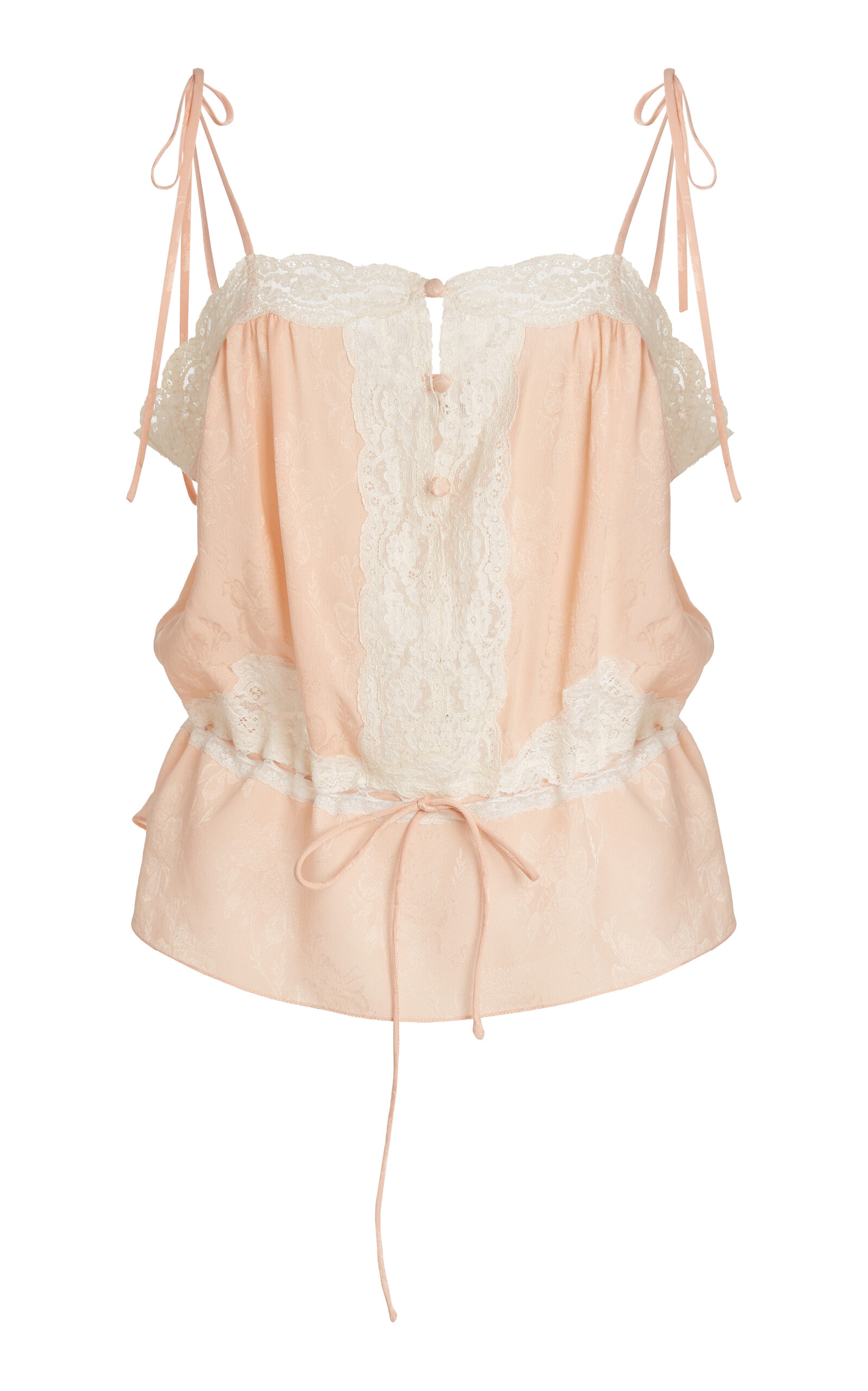 Chloé Lace-trimmed Silk Tank Top In Neutral