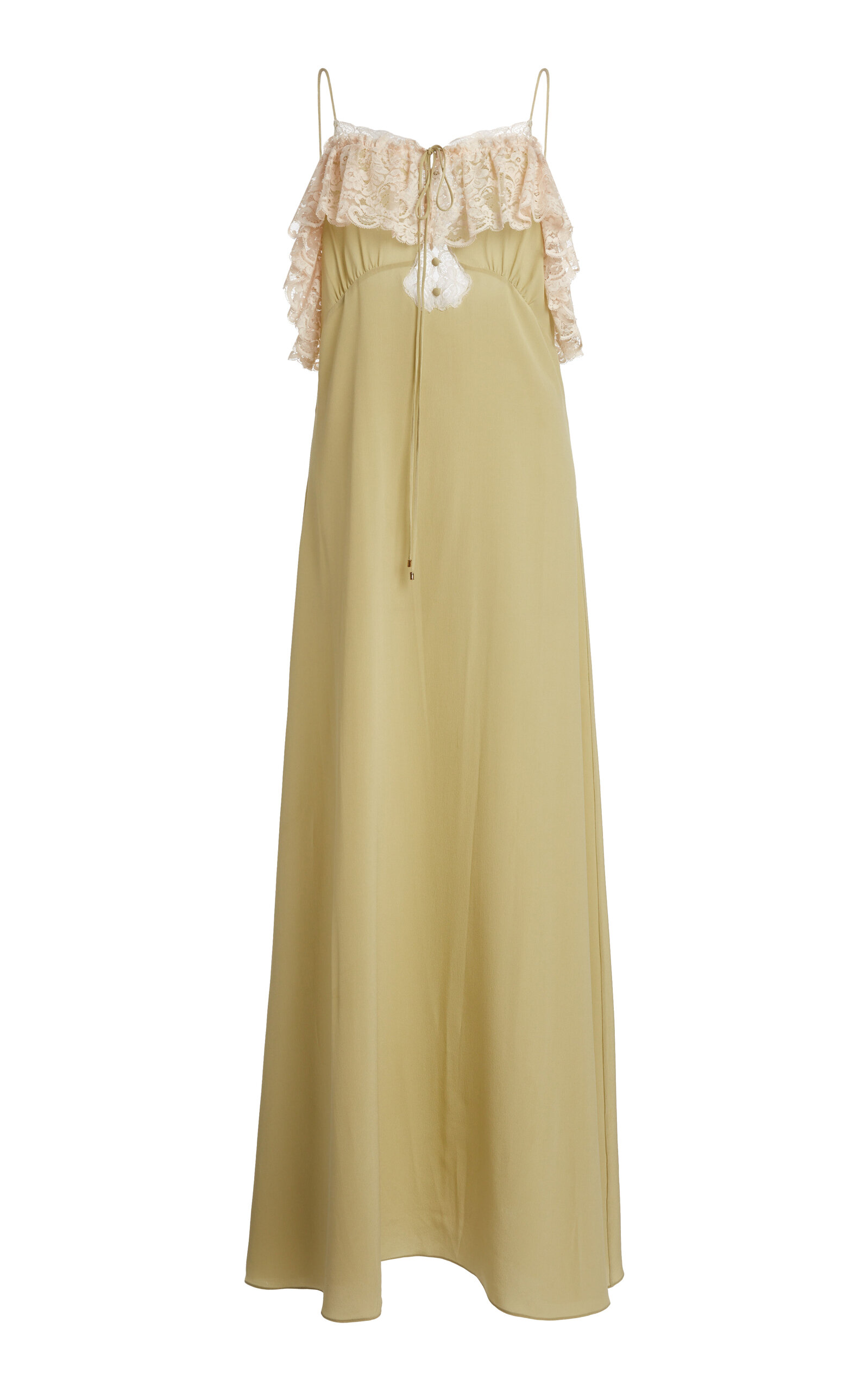 Chloé Lace-Trimmed Silk Crepe De Chine Maxi Dress - Moda Operandi