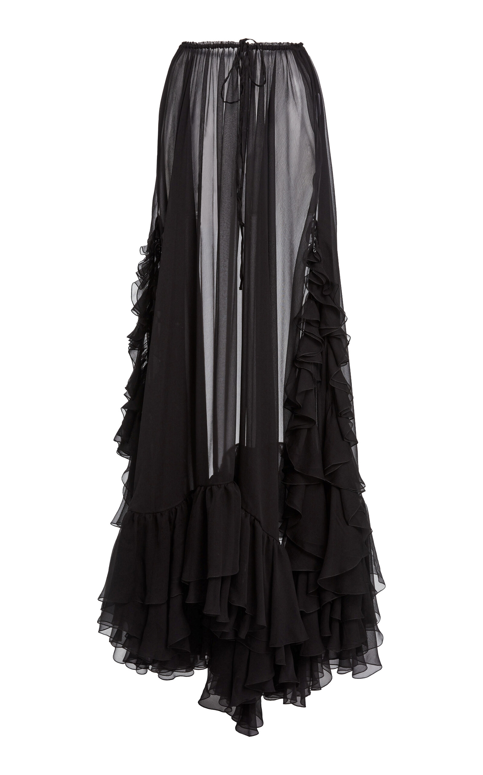 Chloé Ruffled Organic Silk Mousseline Maxi Skirt