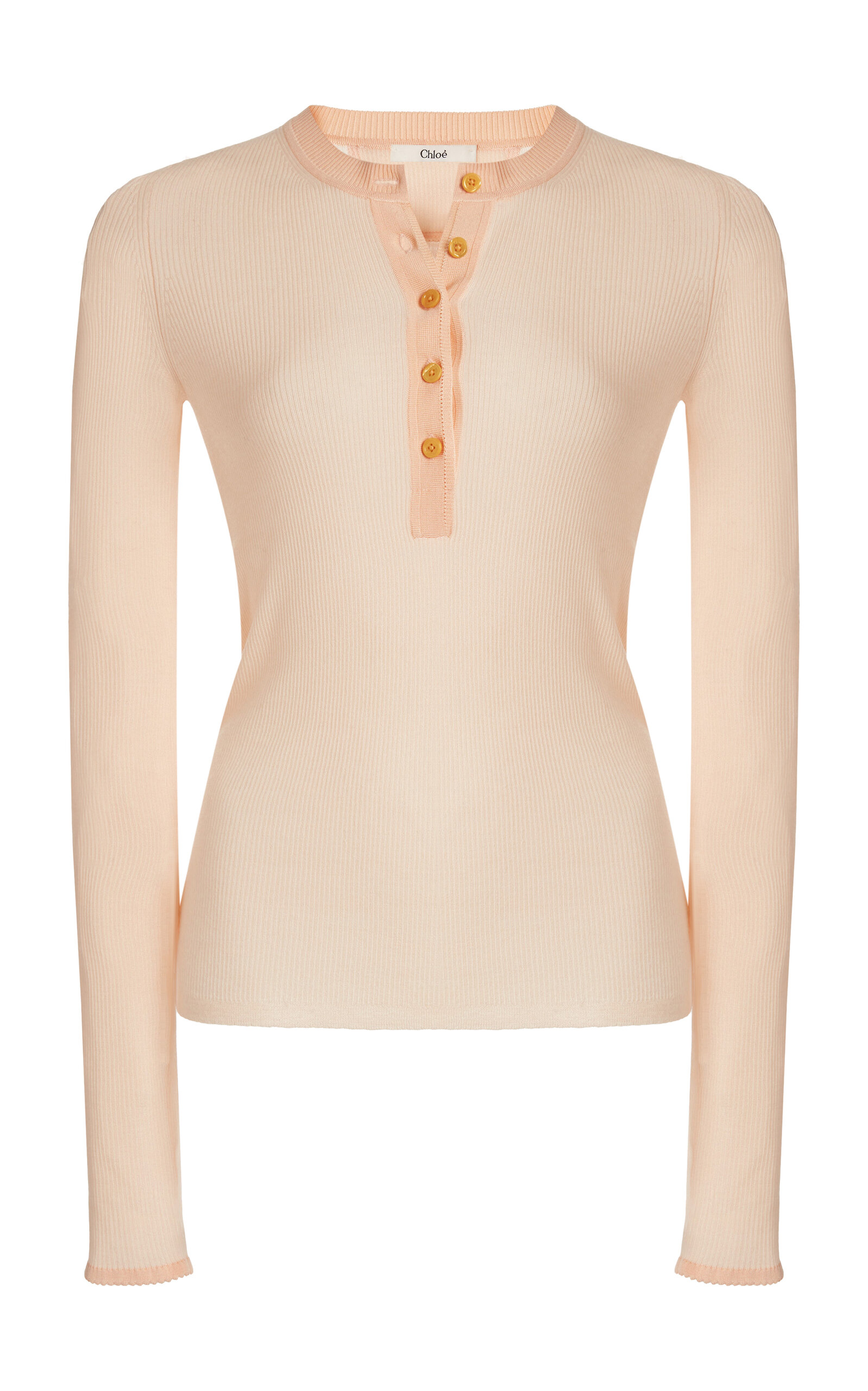 Chloé Fine-Knit Wool Henley Top