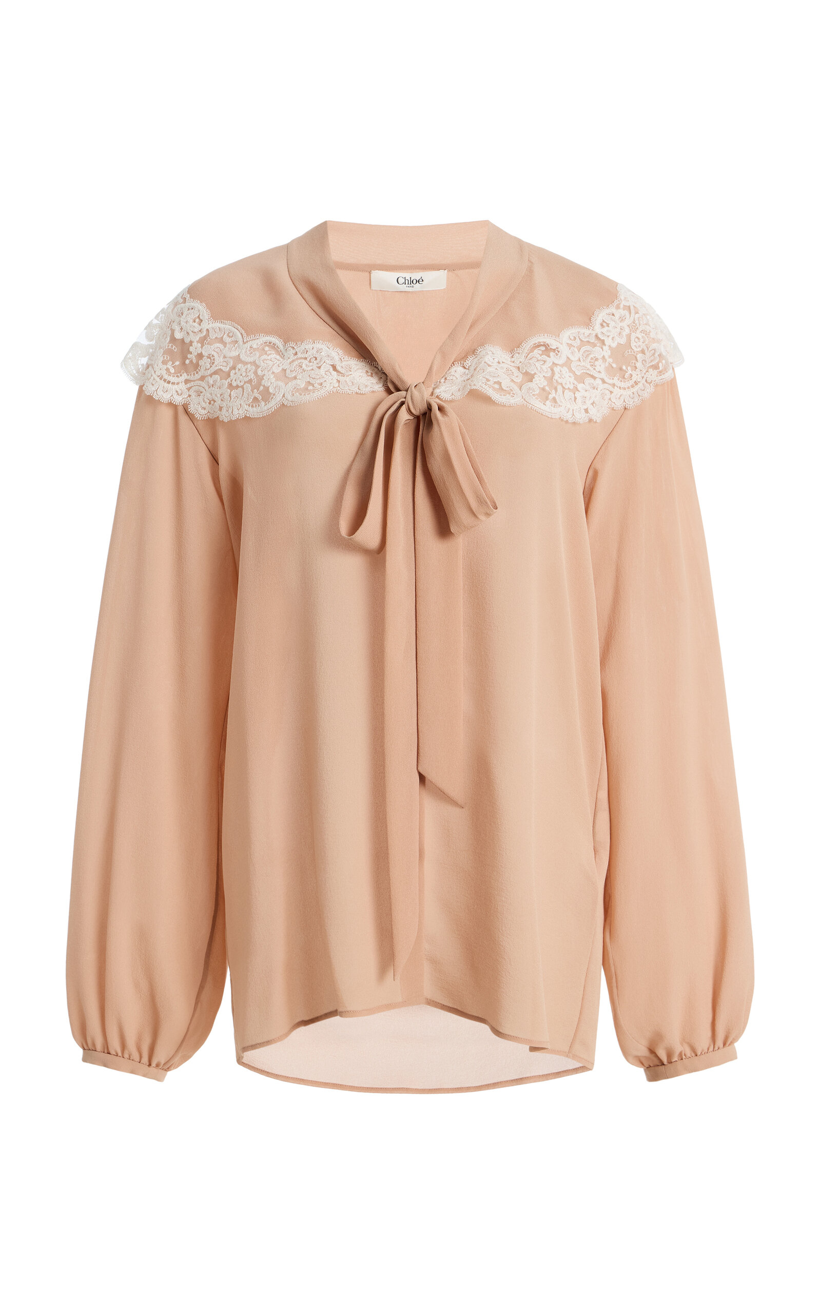 Chloé Bow Silk Top In Pink