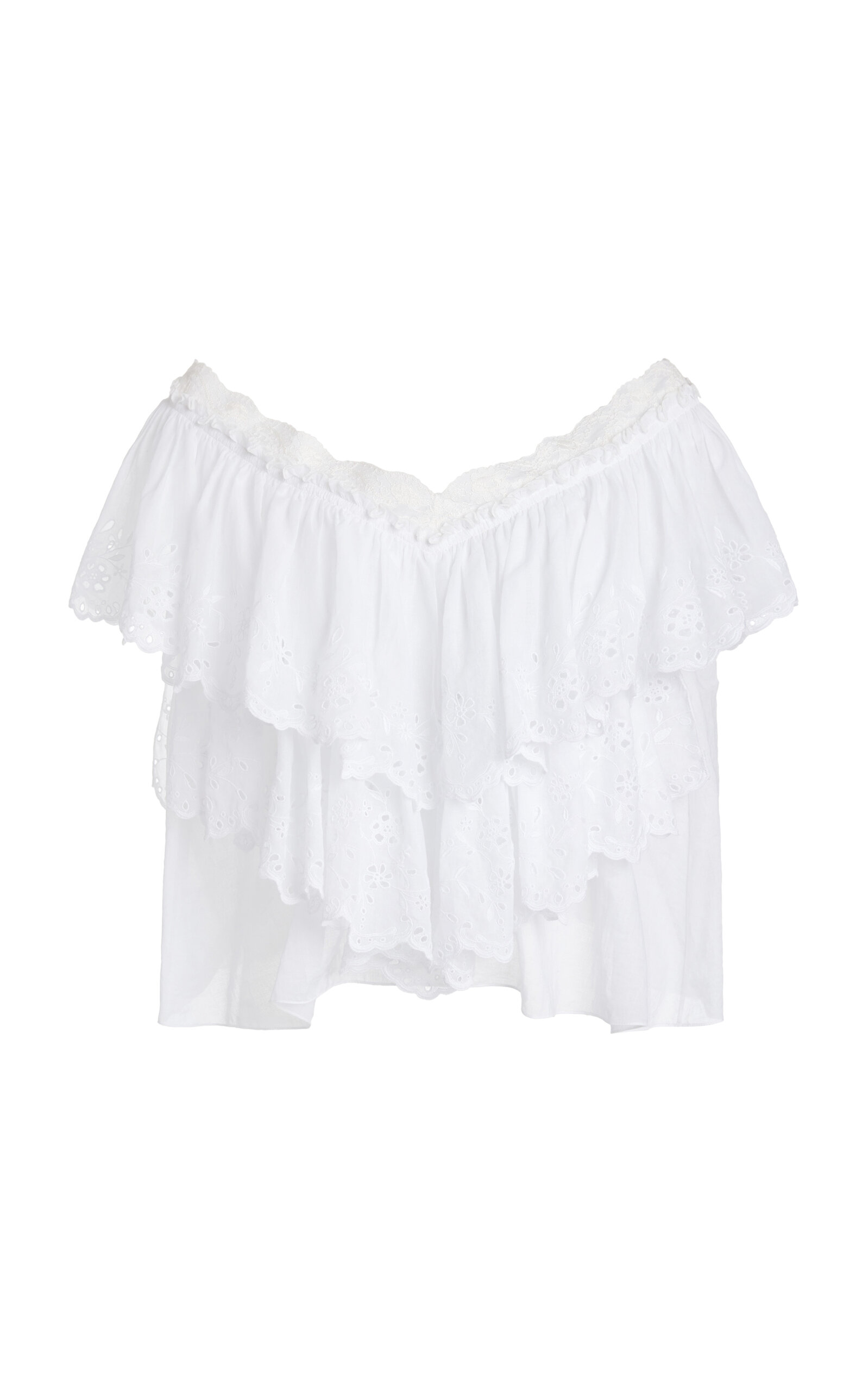 Chloé Tiered Broderie Anglaise Cotton Voile Top | Thumbnail 13 Chloé Tiered Broderie Anglaise Cotton Voile Top | Thumbnail 13