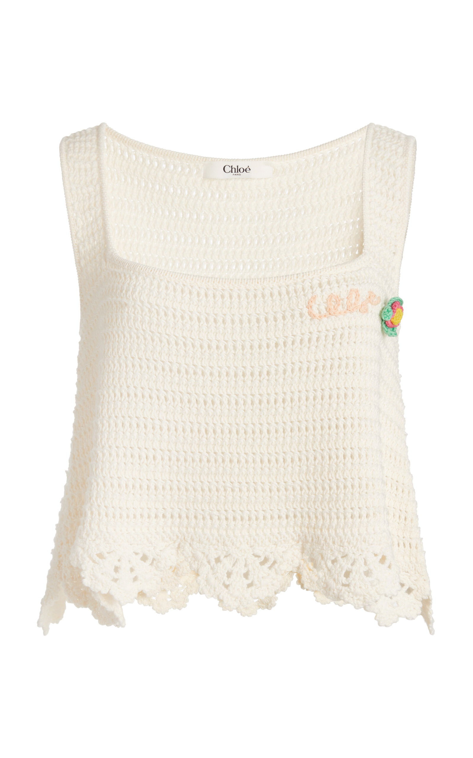 Chloé Crocheted Organic Cotton Tank Top In White