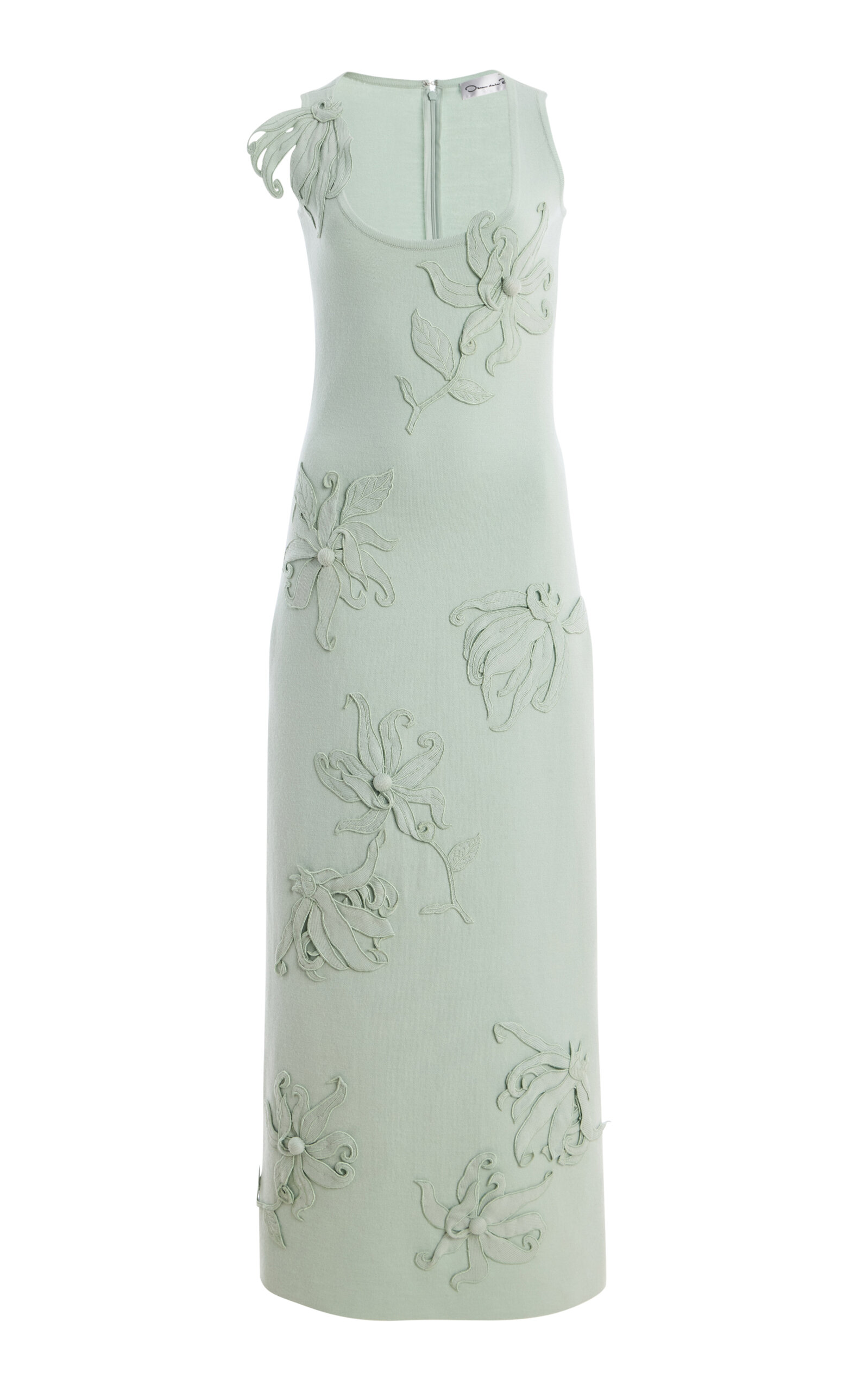 Oscar de la Renta - Embroidered Virgin-Wool Midi Dress - Light Blue - M - Moda Operandi