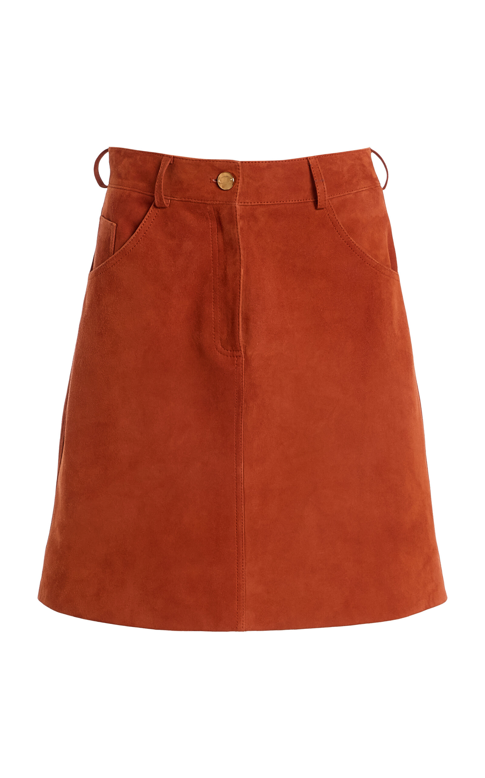 Oscar de la Renta Mid-Rise Suede Mini Skirt