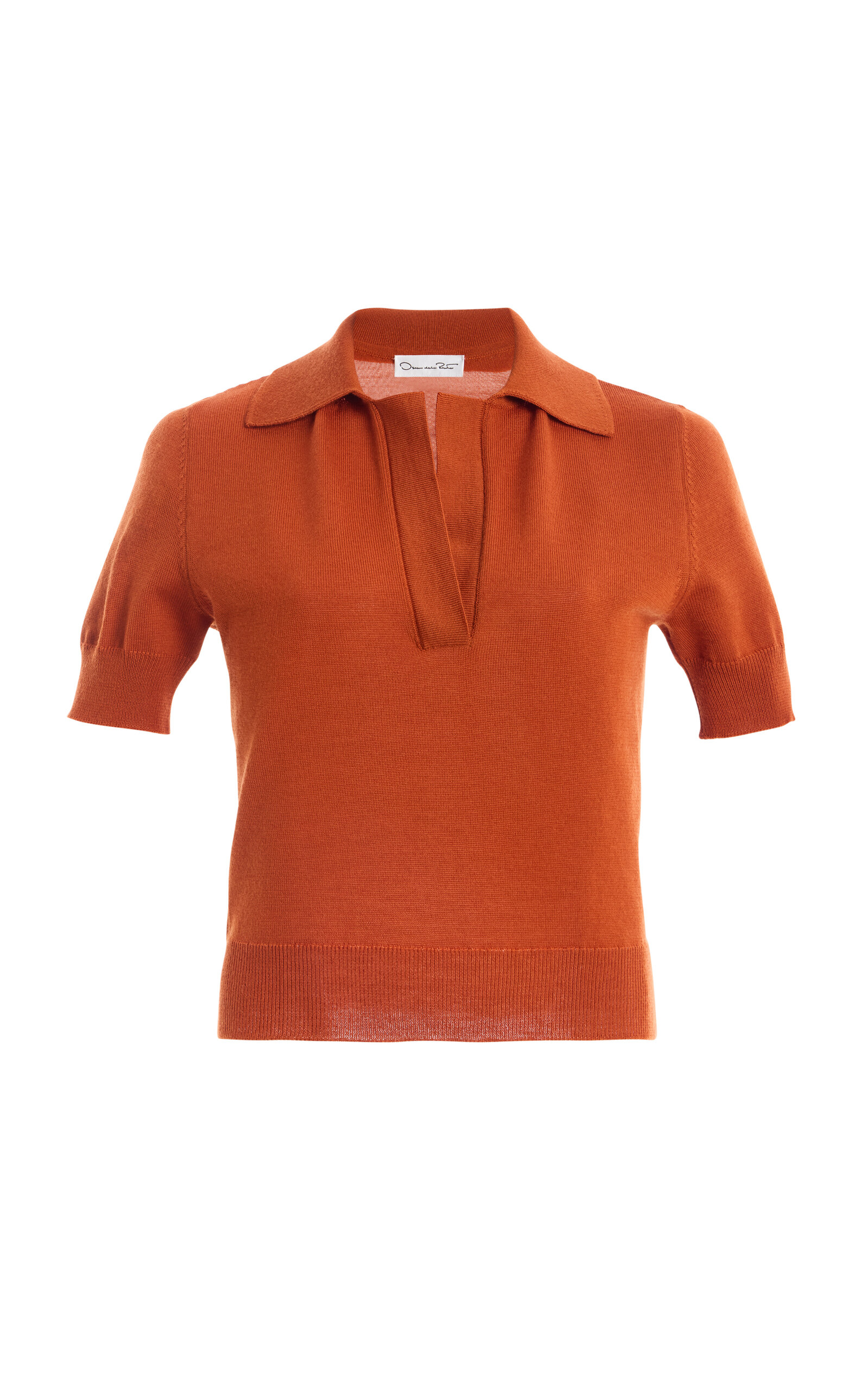 Oscar de la Renta Short-Sleeve Virgin-Wool Polo Top