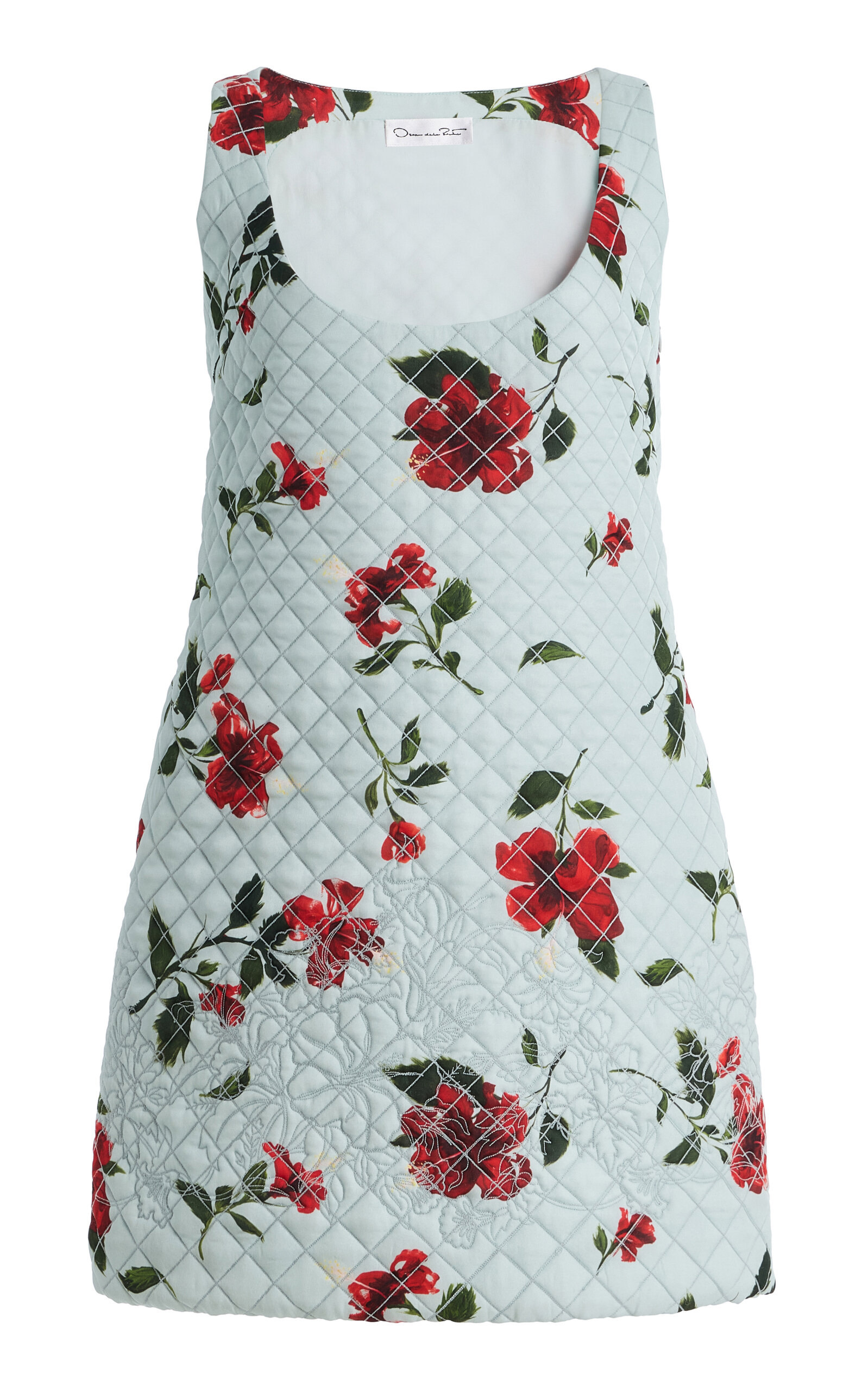 Oscar de la Renta Hibiscus-Printed Silk Mini Dress