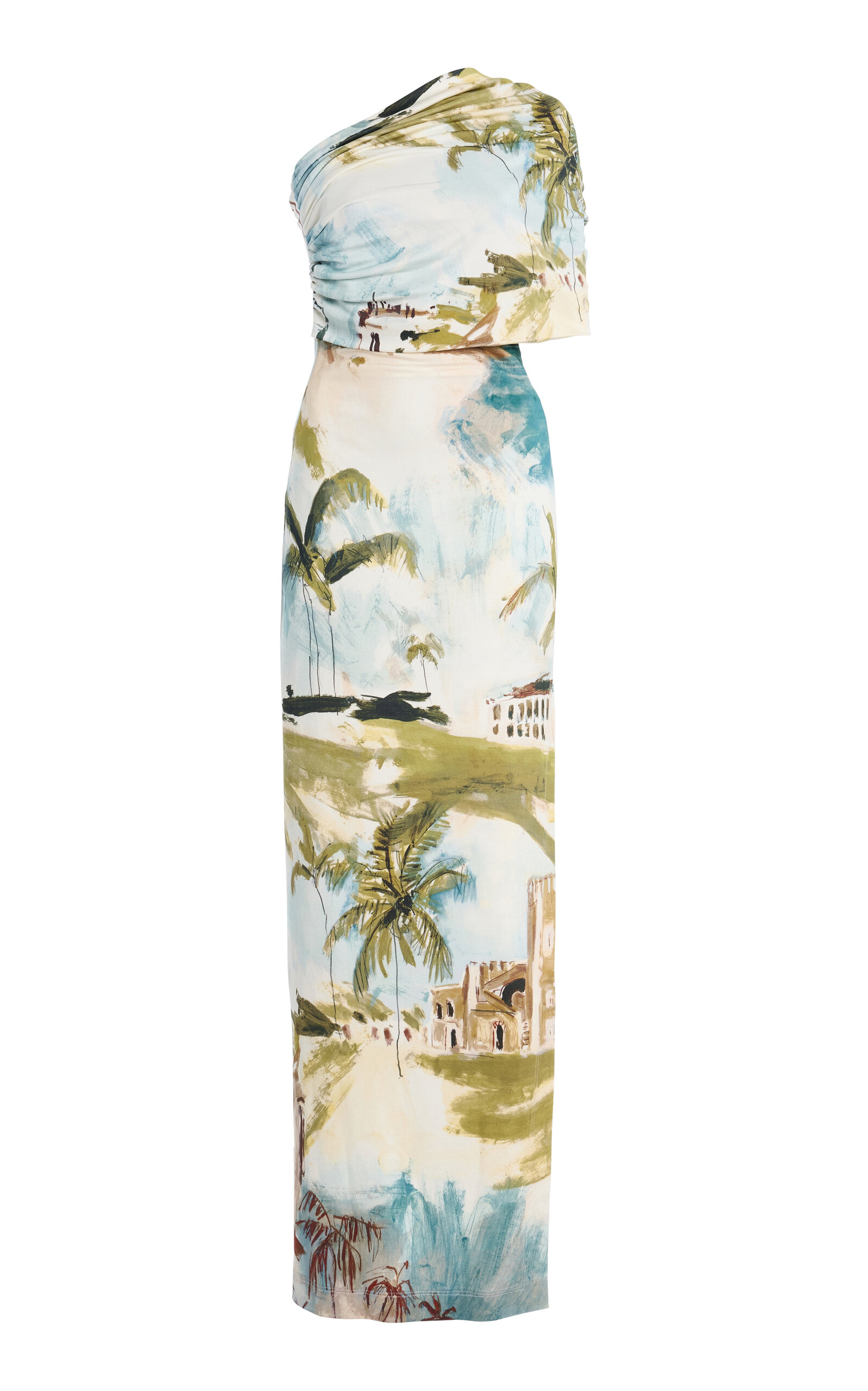 Oscar de la Renta - One-Shoulder Draped Maxi Dress - Multi - US 10 - Moda Operandi