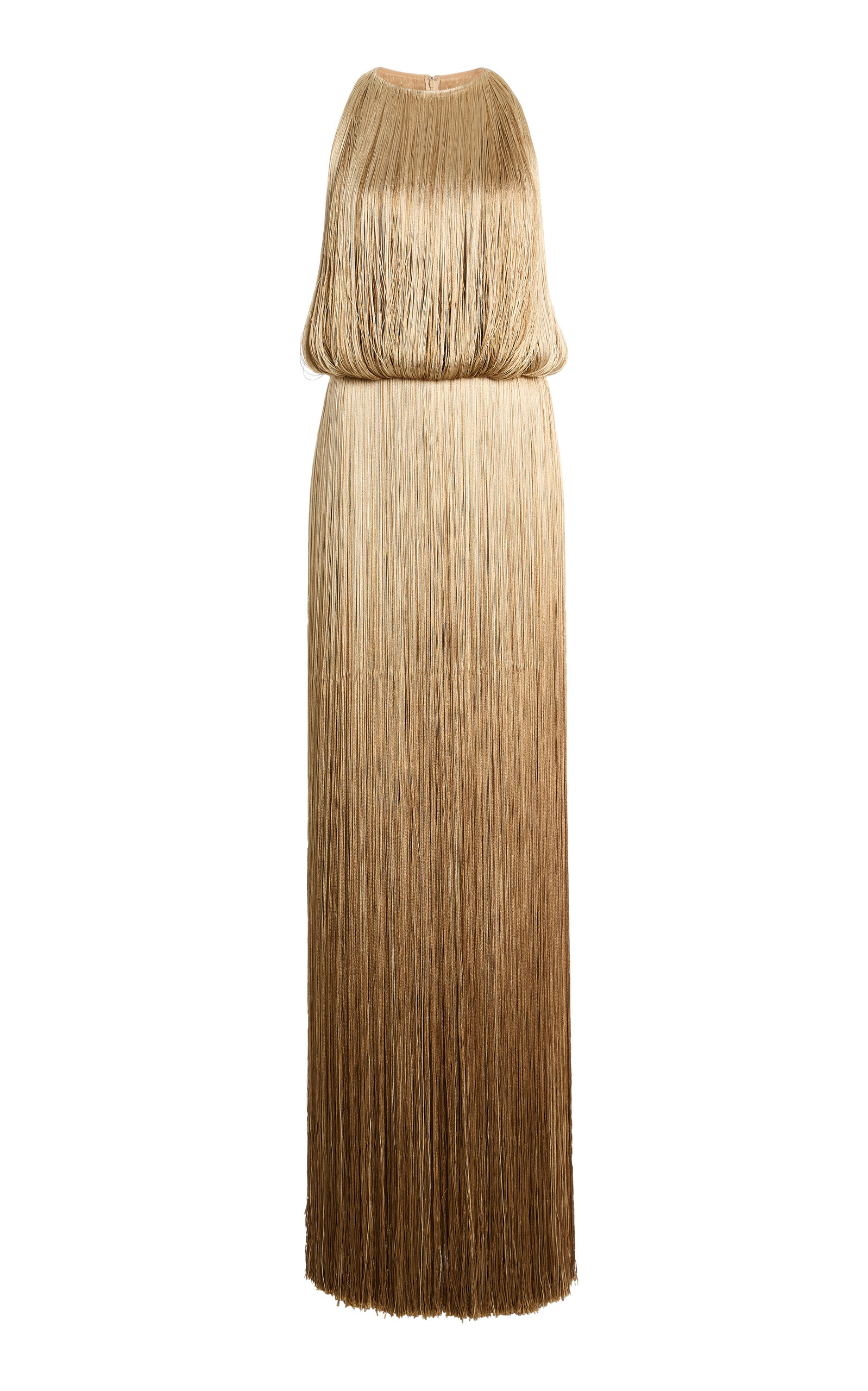 Oscar de la Renta - Fringed Silk Gown - Gold - US 2 - Moda Operandi