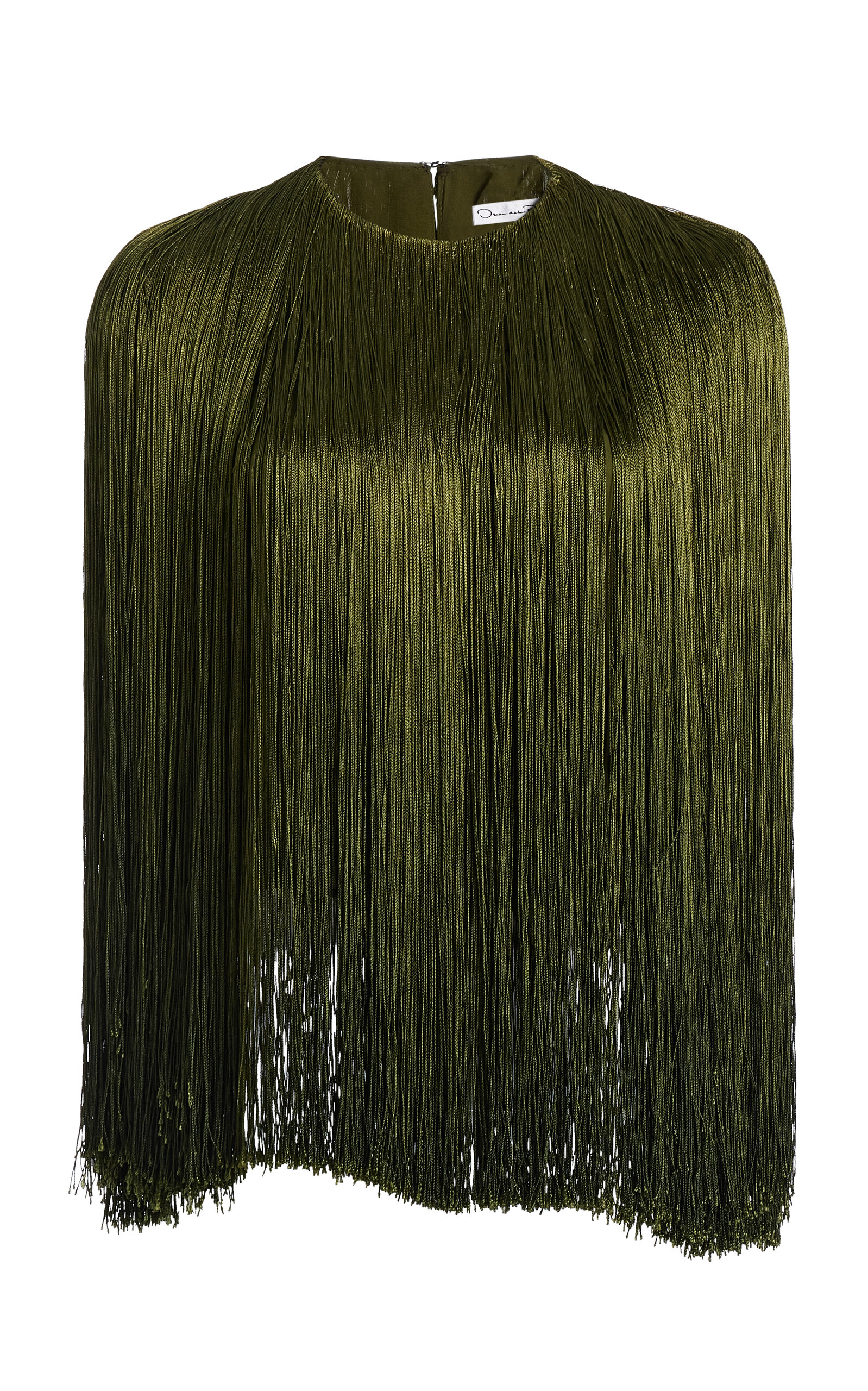 Oscar de la Renta Fringed Silk Top