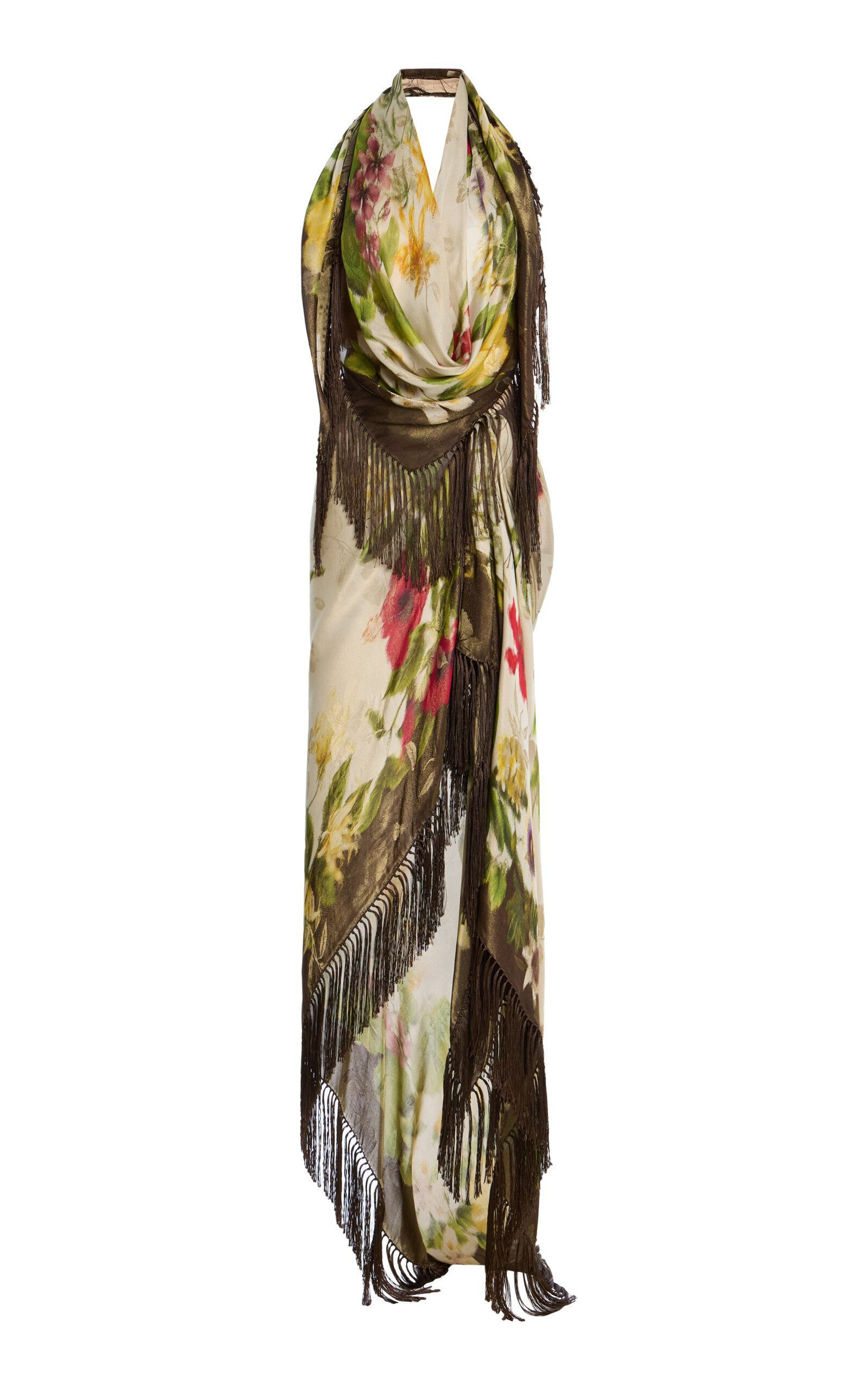 Oscar de la Renta Fringed Metallic Gown