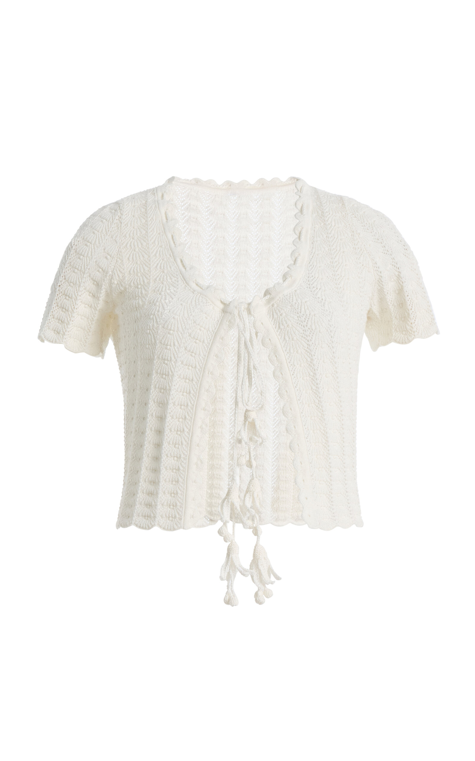 Oscar de la Renta Pointelle-Knit Cotton-Silk Cardigan - Moda Operandi