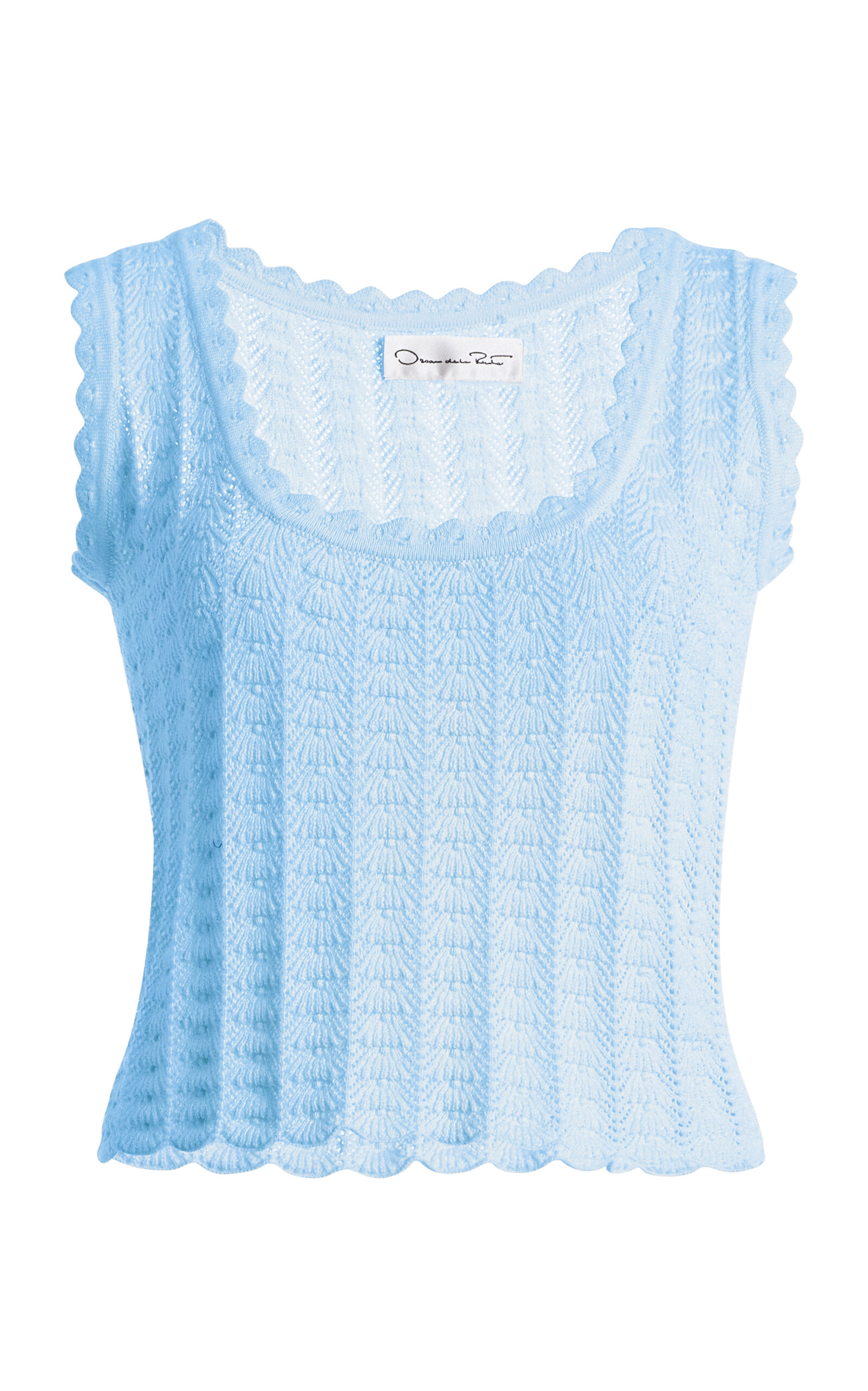 Oscar de la Renta Pointelle-Knit Cotton-Silk Tank Top