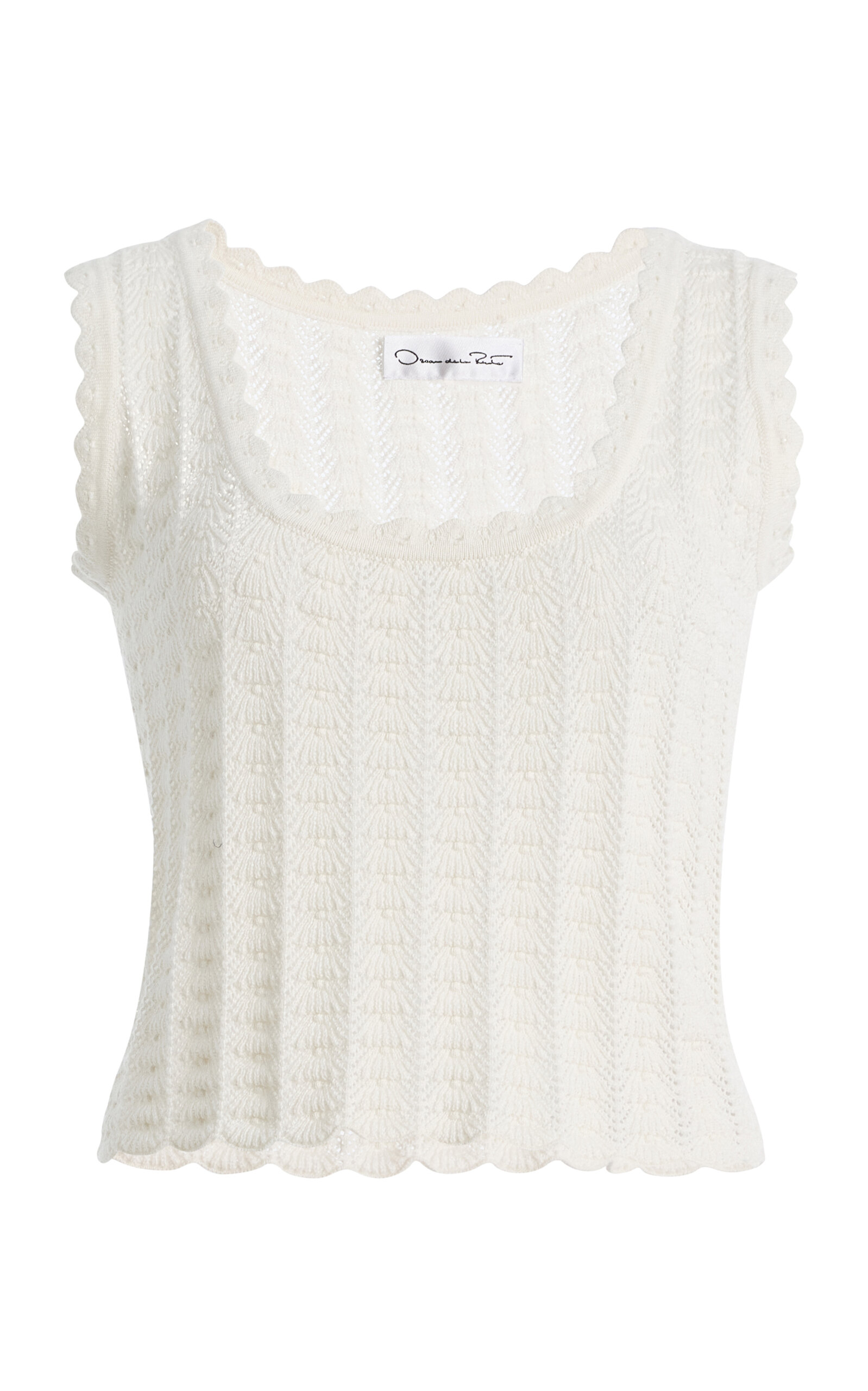 Oscar de la Renta Pointelle-Knit Cotton-Silk Tank Top - Moda Operandi
