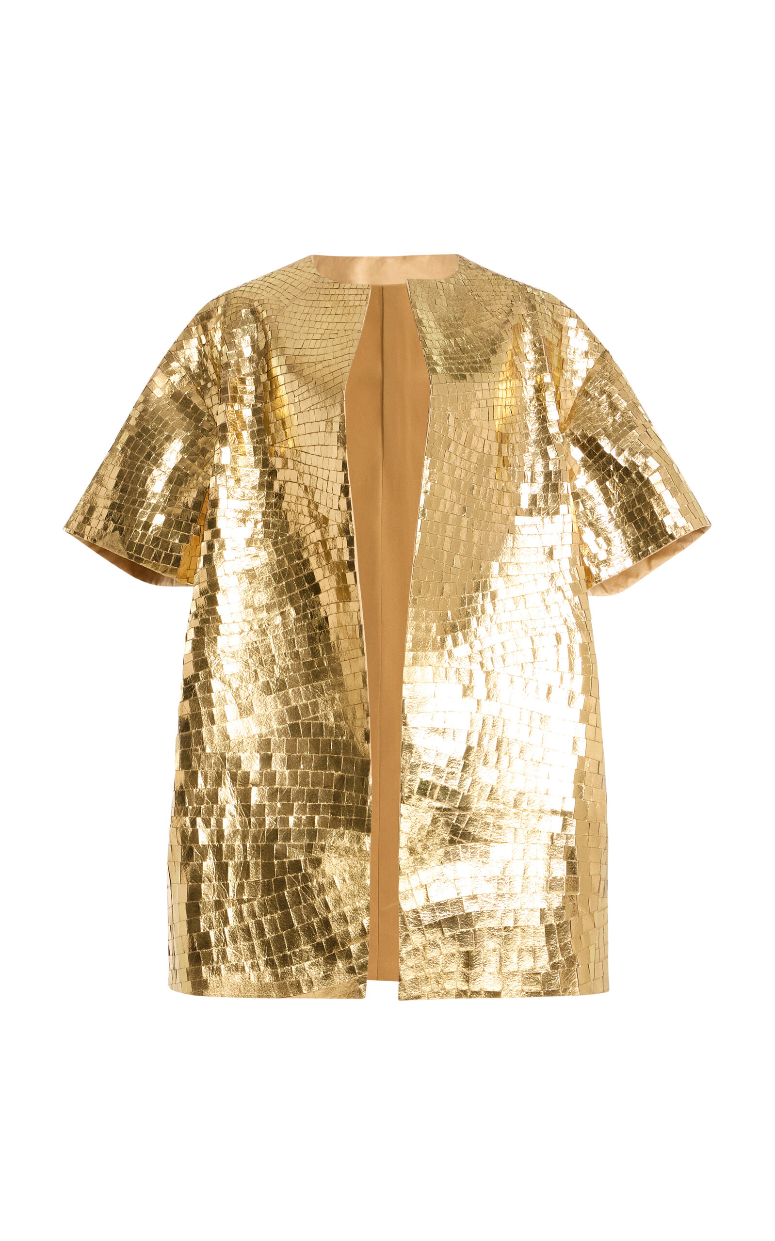 Oscar de la Renta Boxy Foiled Coat