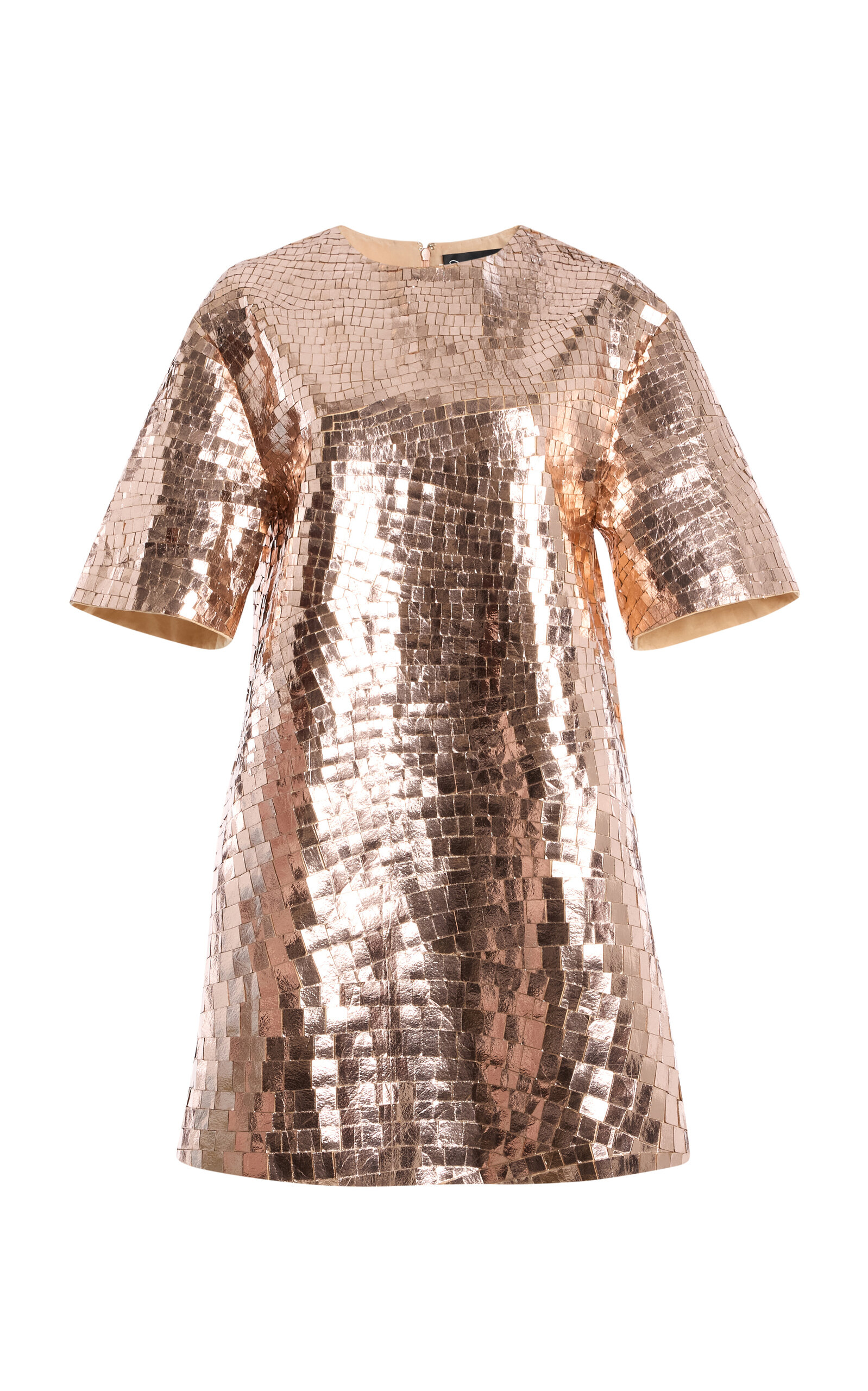 Oscar de la Renta Boxy Foiled Mini Dress