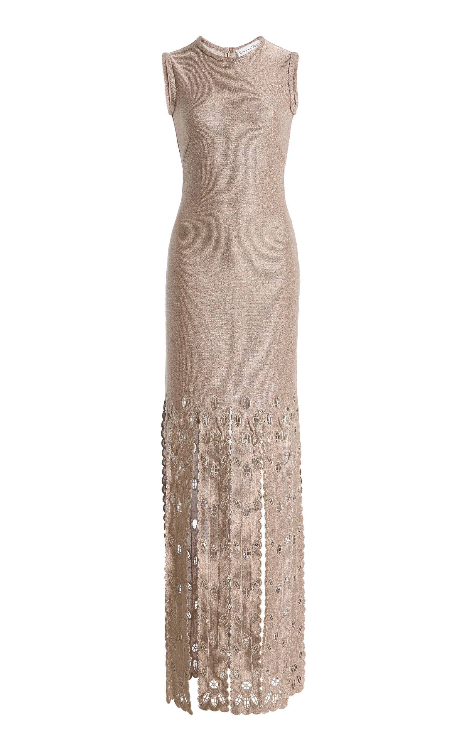 Oscar de la Renta - Fringed Metallic Maxi Dress - Silver - US 0 - Moda Operandi