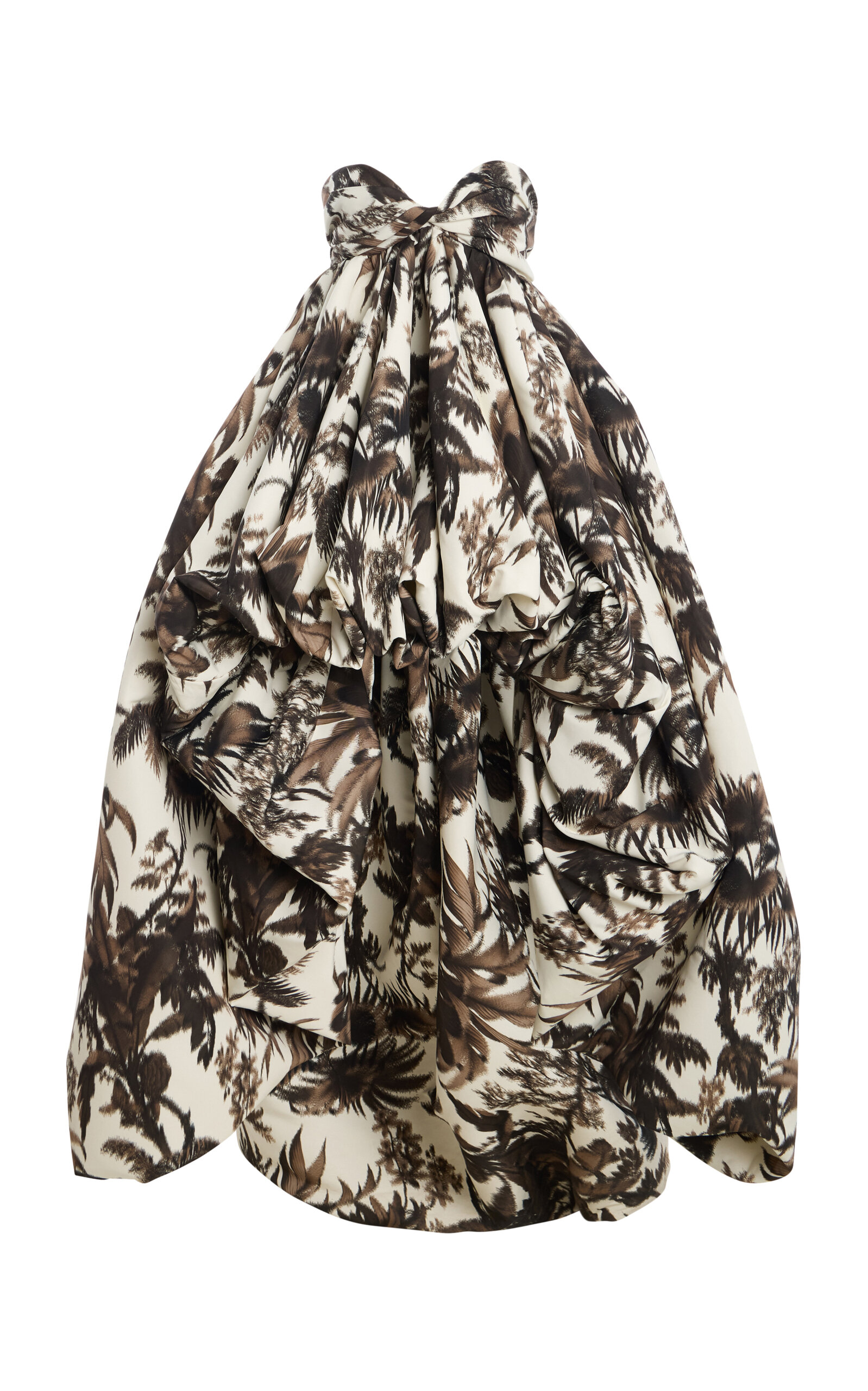 Oscar de la Renta Palm-Tree-Printed Faille Ball Gown