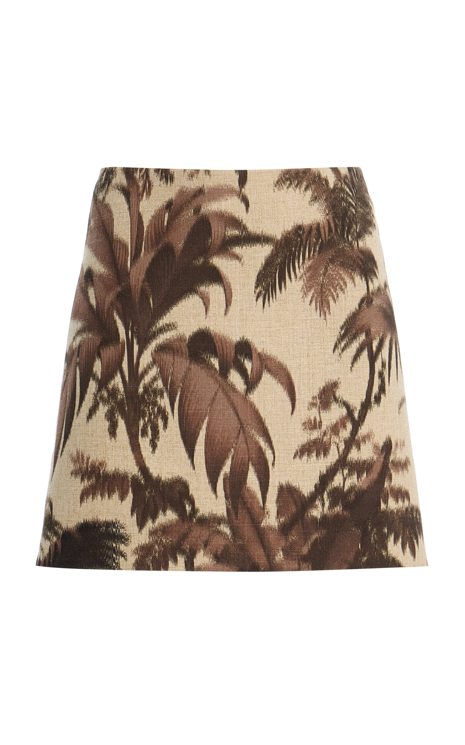 Oscar de la Renta - Palm-Print Mini Skirt - Brown - US 00 - Moda Operandi