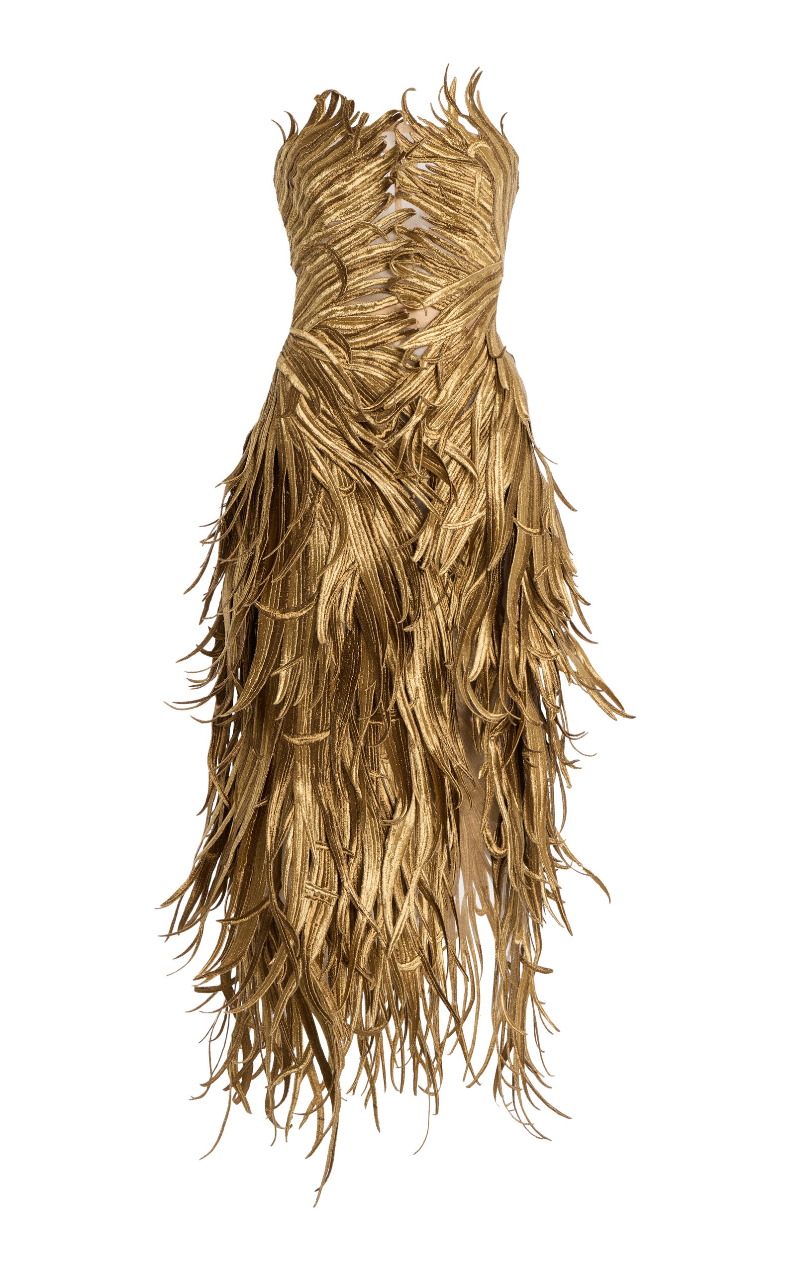 Oscar de la Renta Metallic Threadwork Midi Cocktail Dress