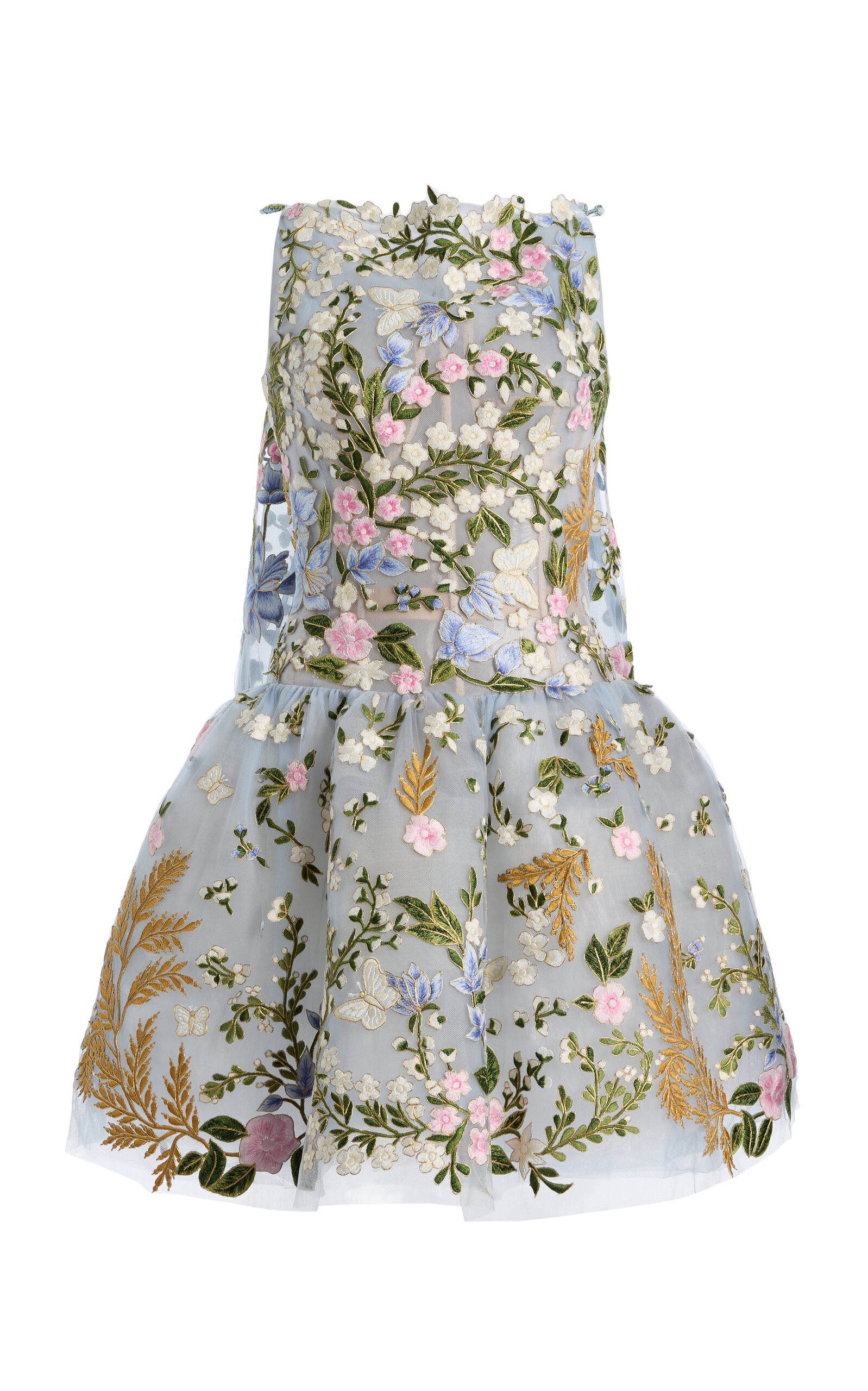 Oscar de la Renta Floral Lace Mini Cocktail Dress