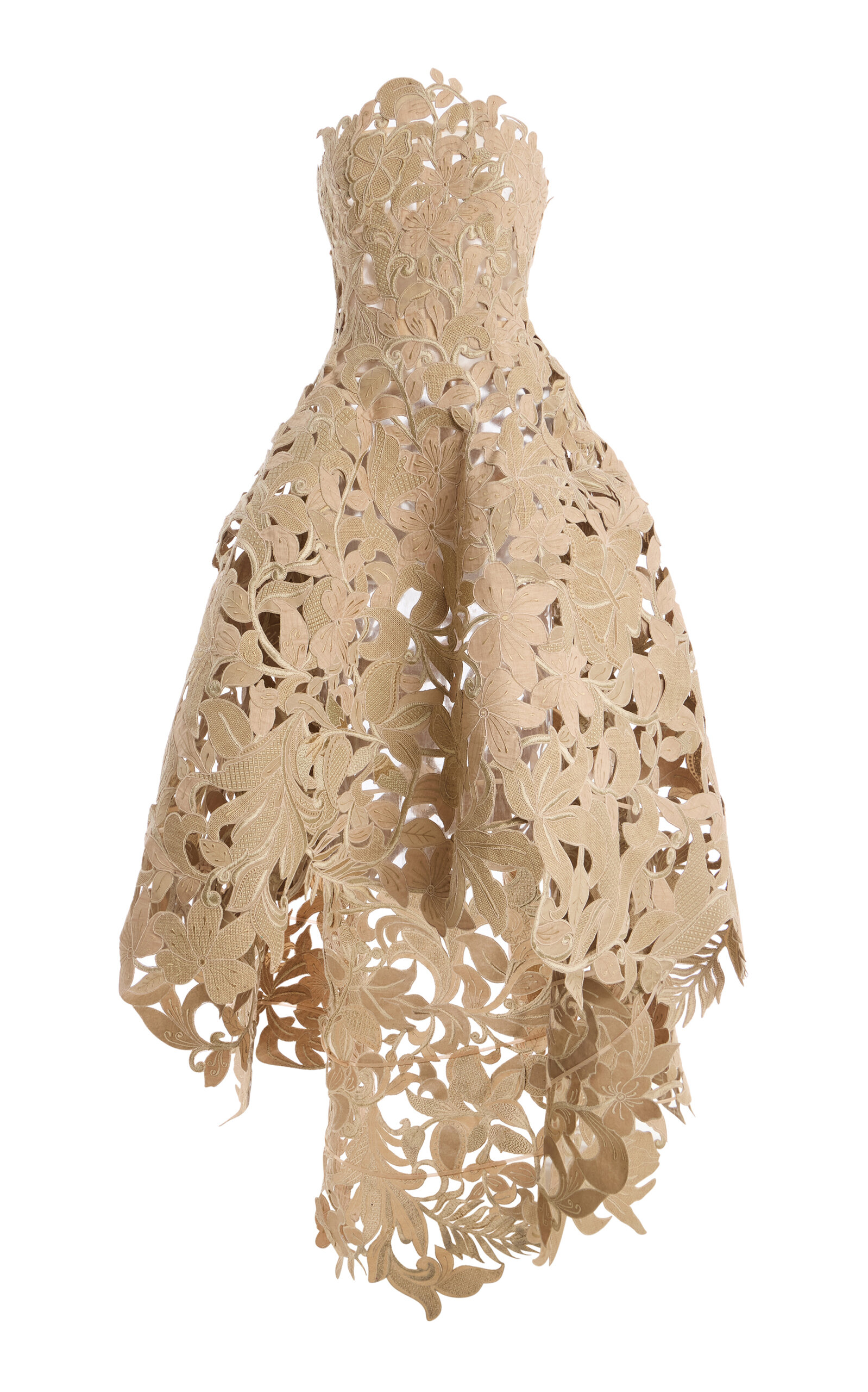 Oscar de la Renta Corded Floral High-Low Gown