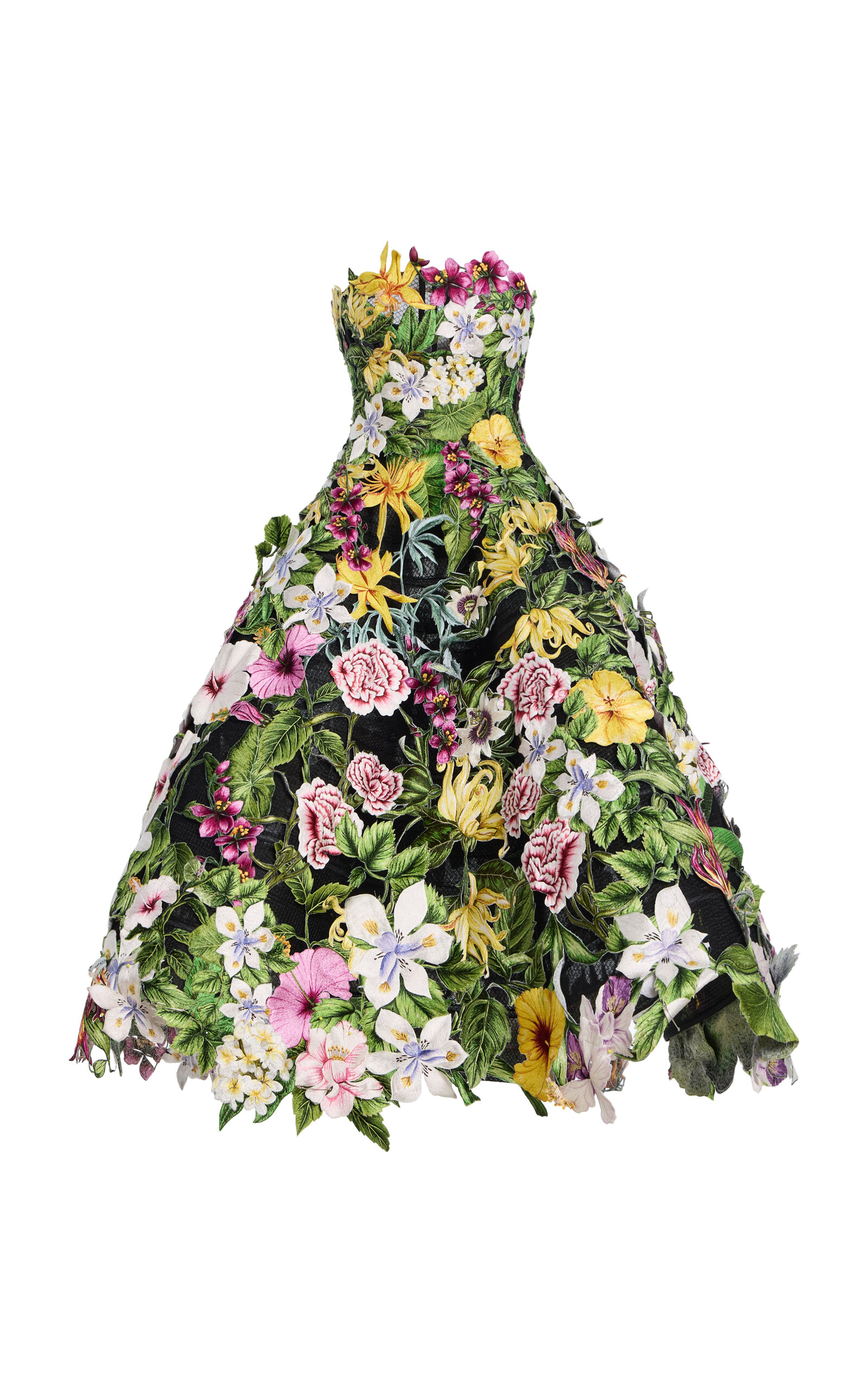Oscar de la Renta Strapless Floral Ball Gown