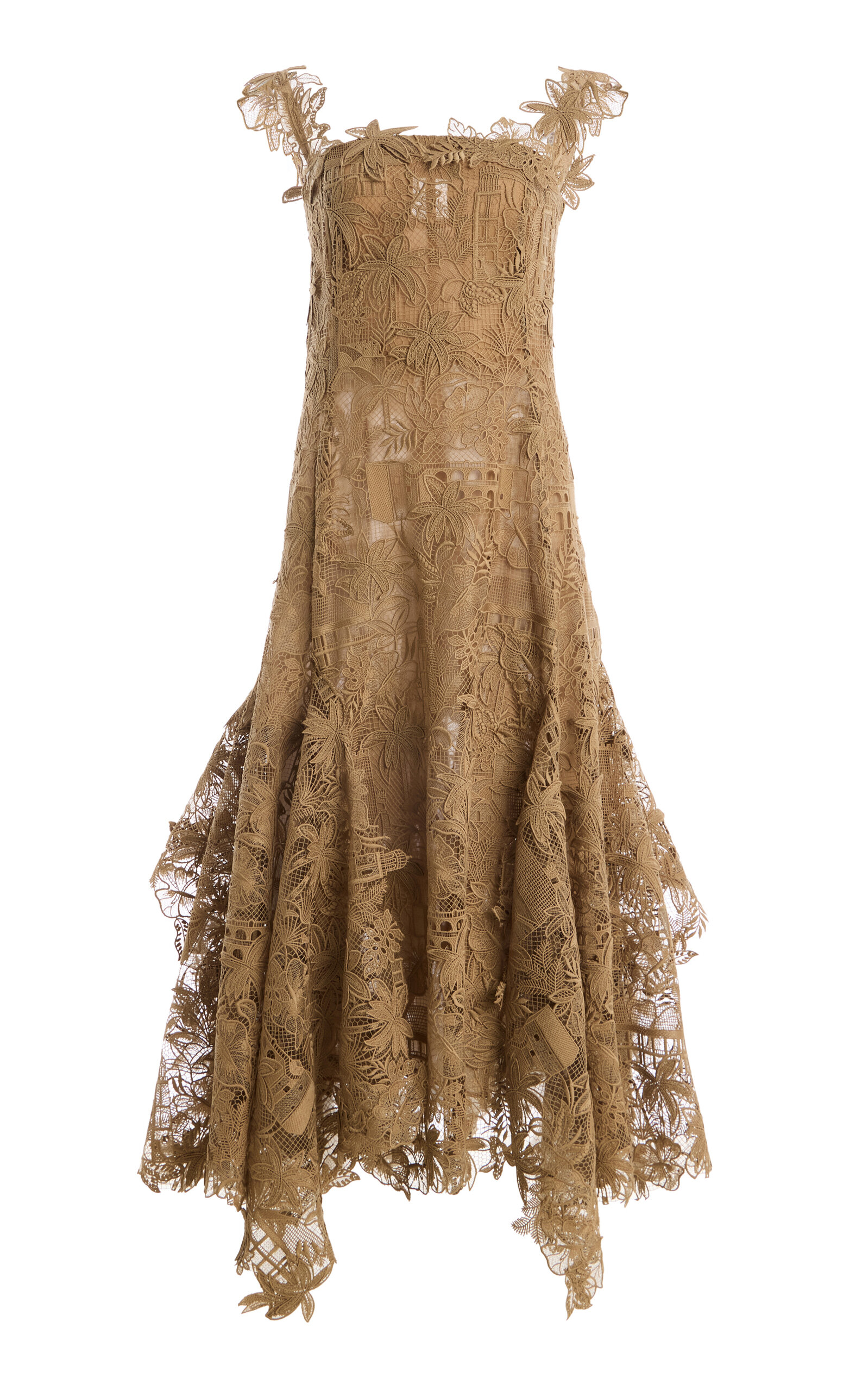 Oscar de la Renta Toile Guipure Lace Midi Dress