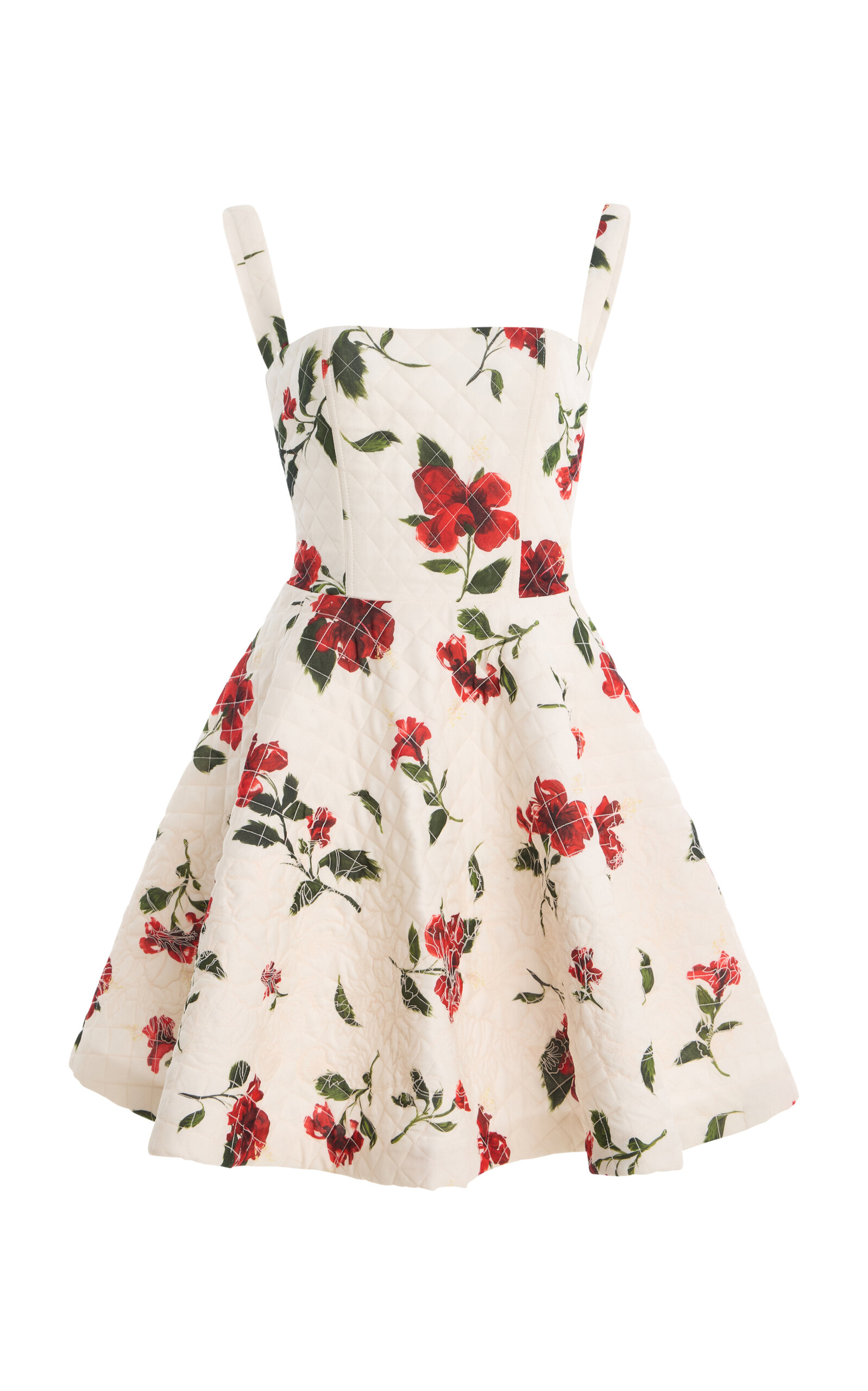 Oscar de la Renta Embroidered Quilted Silk Mini Dress