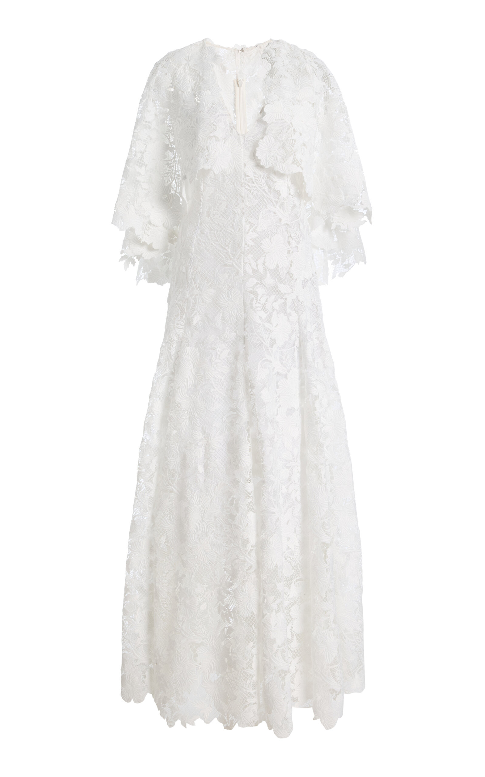 Oscar de la Renta - Hibiscus Guipure Lace Maxi Dress - White - US 10 - Moda Operandi