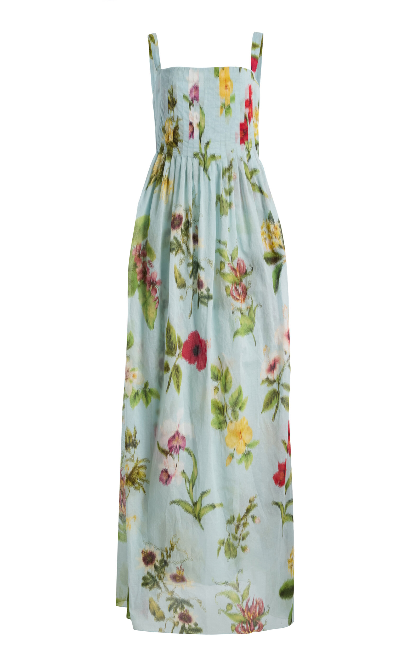 Oscar de la Renta - Floral Cotton-Voile Maxi Dress - Light Blue - US 12 - Moda Operandi