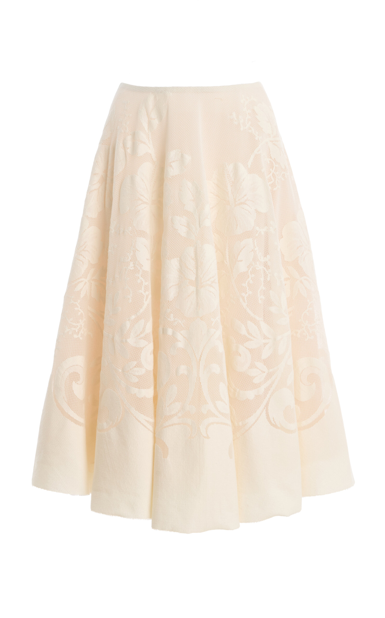 Oscar de la Renta Hibiscus Lace Midi Skirt