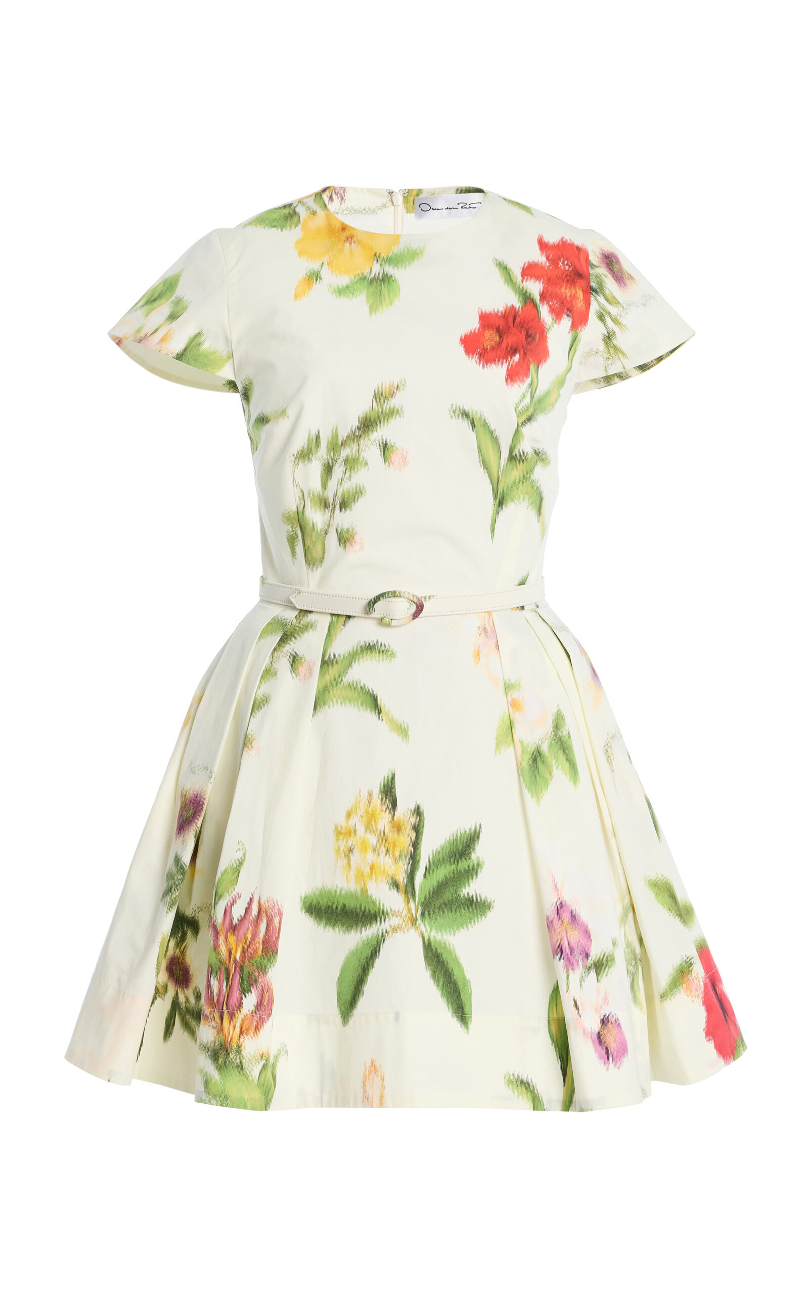Oscar de la Renta Floral-Printed Stretch Cotton-Poplin Mini Dress