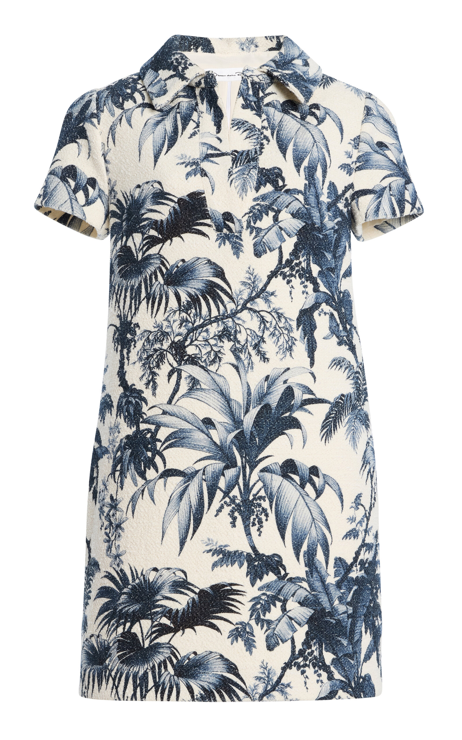 Oscar de la Renta Palms-Printed Tweed Mini Dress