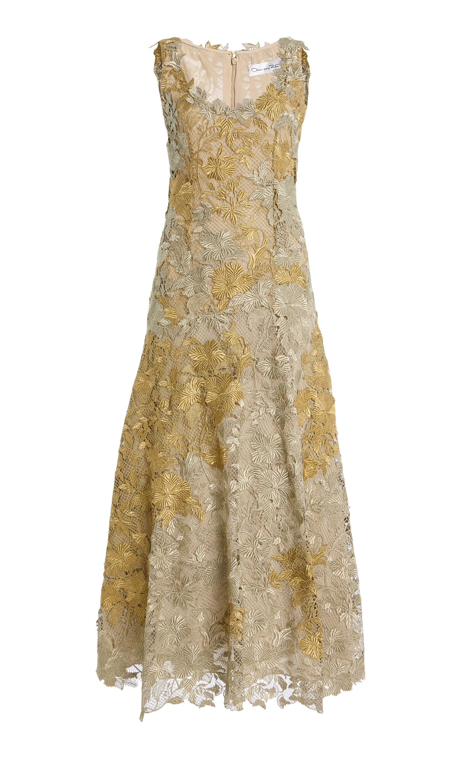 Oscar de la Renta Metallic Guipure Lace Midi Dress