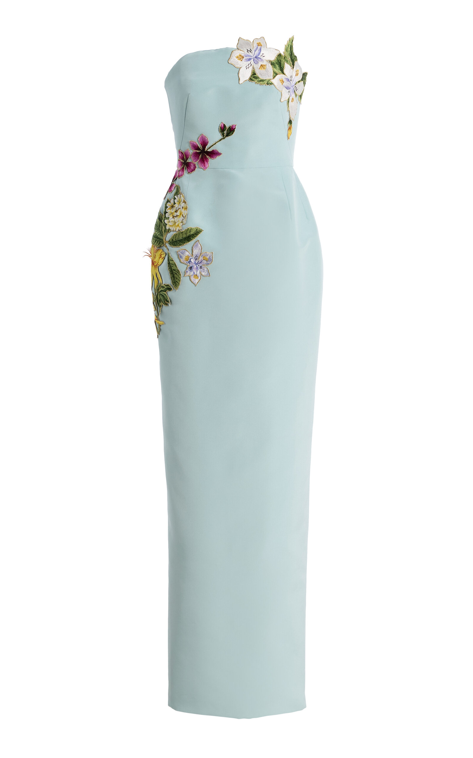 Oscar de la Renta - Botanical Silk-Faille Gown - Light Blue - US 2 - Moda Operandi